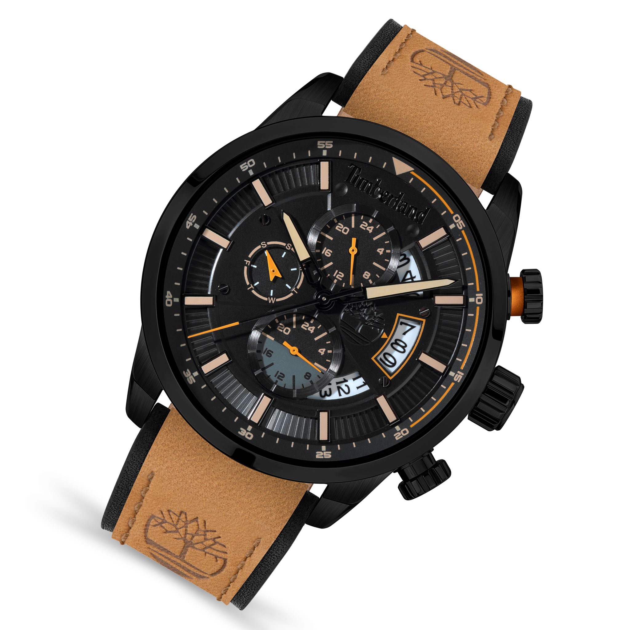 Timberland Wheat Leather Black Dial Chronograph Men's Watch - TDWGF2102603