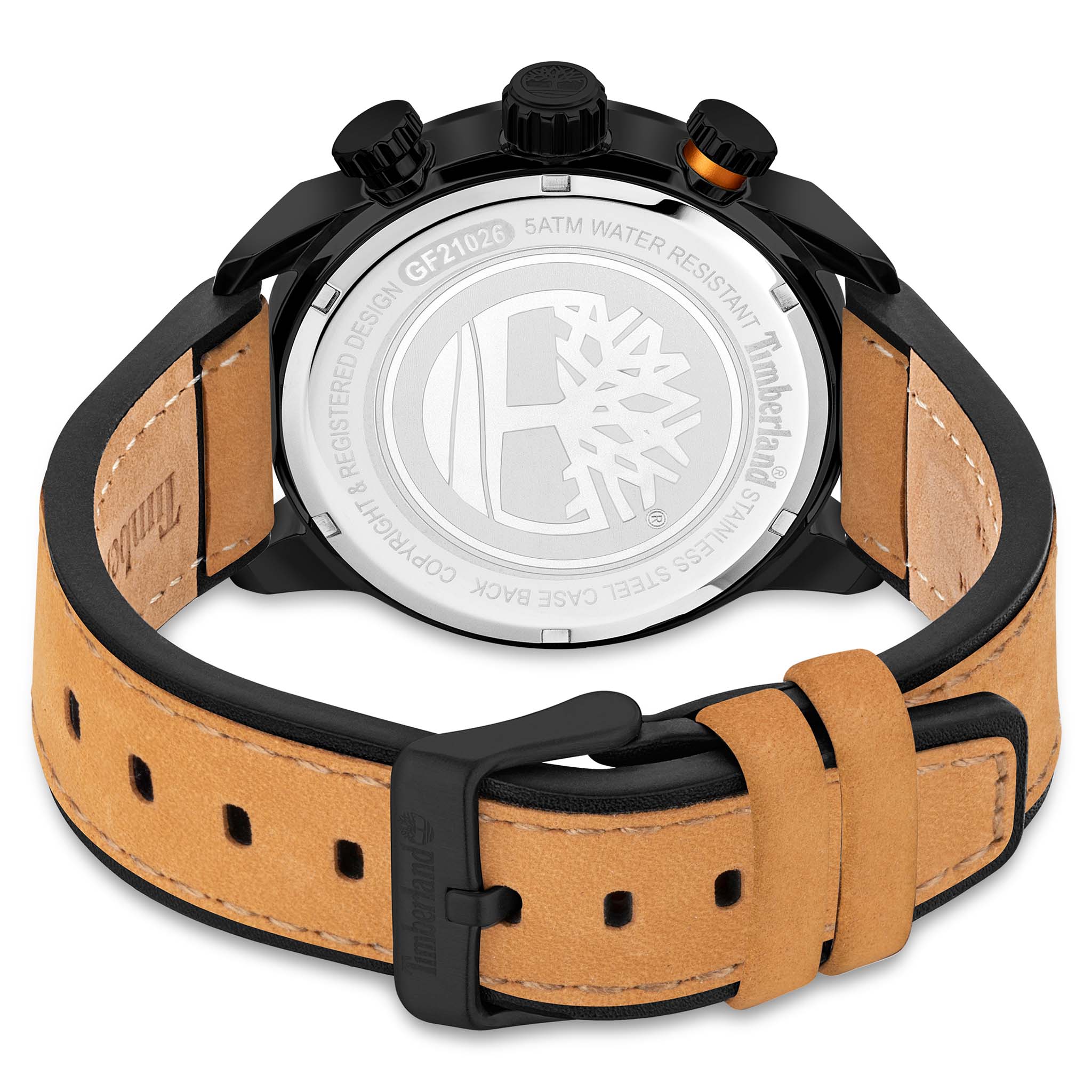 Timberland Wheat Leather Black Dial Chronograph Men's Watch - TDWGF2102603