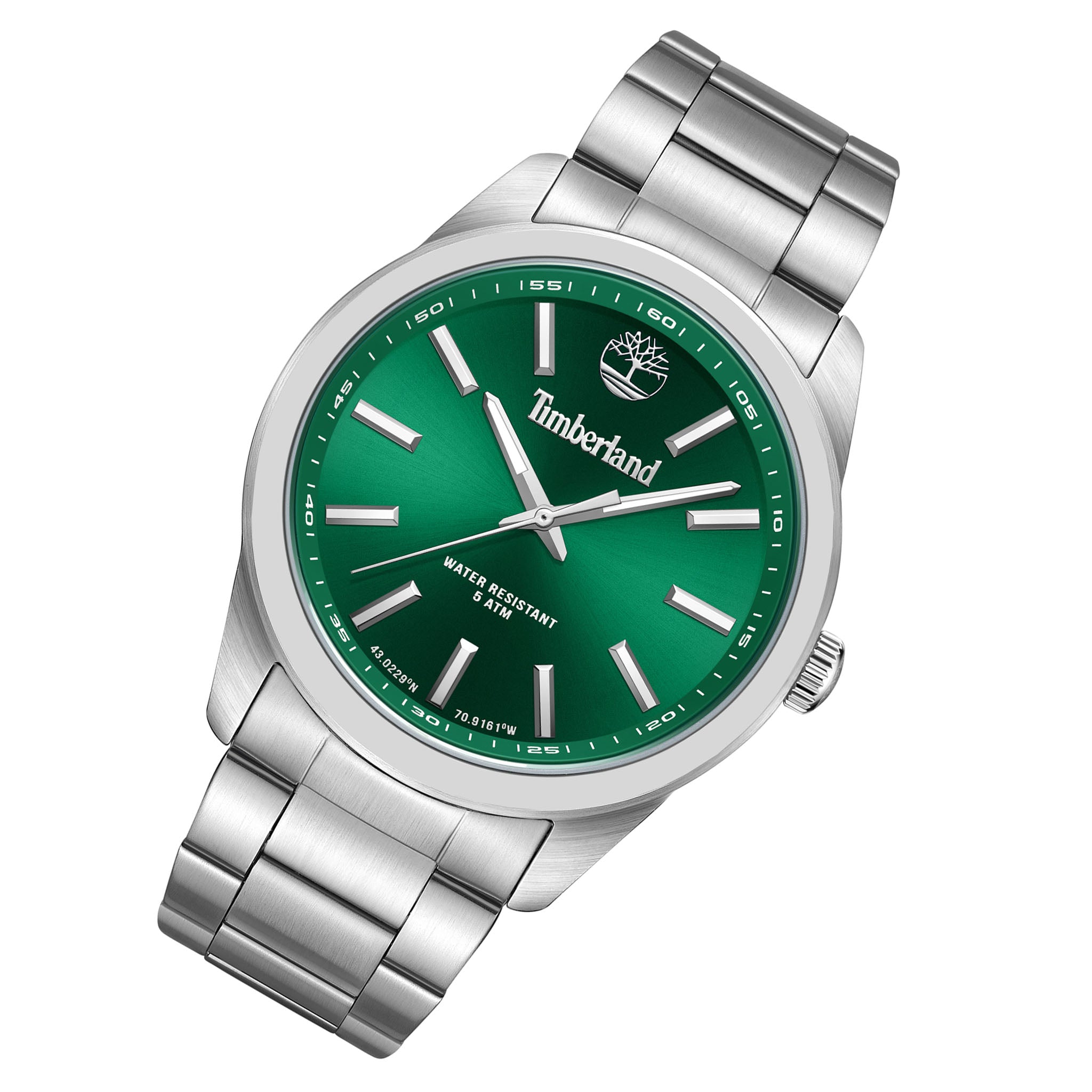 Timberland Silver Steel Green Dial Men's Watch - TDWGG0010806