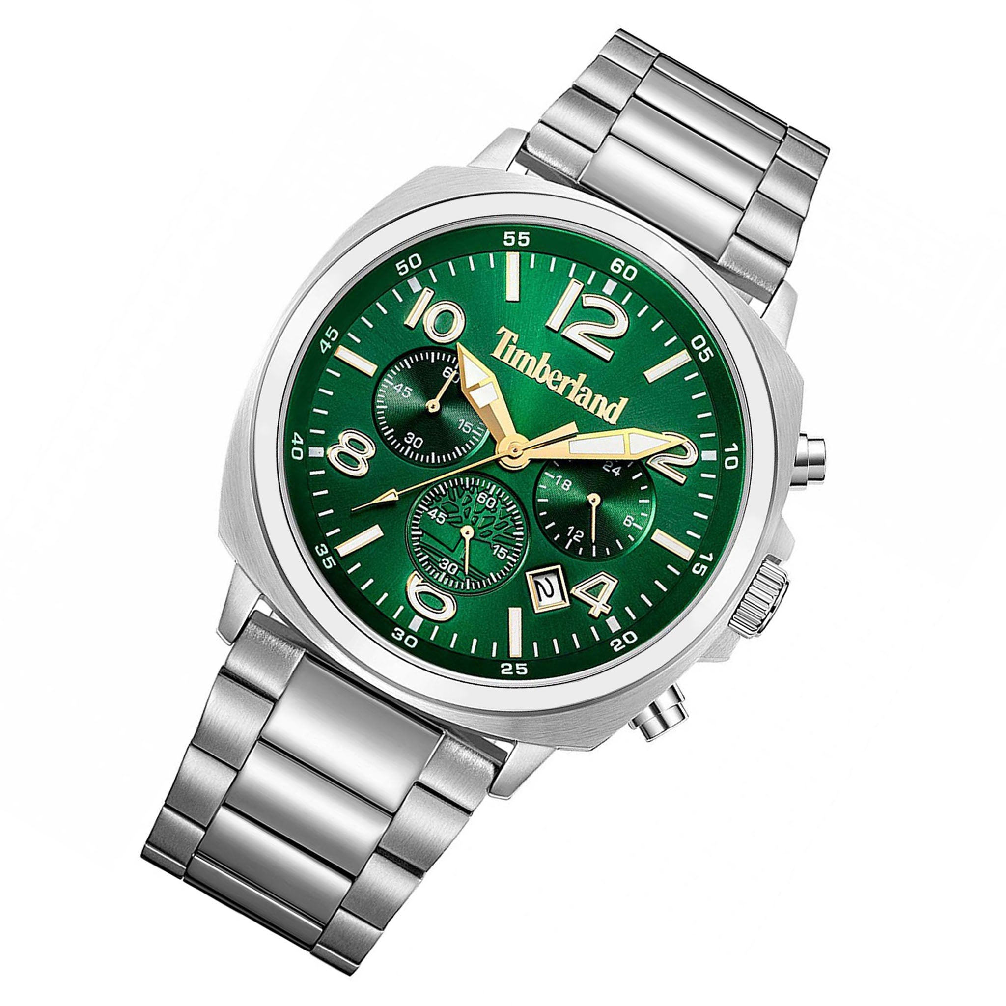 Timberland Silver Steel Green Dial Chronograph Men's Watch - TDWGI0068502