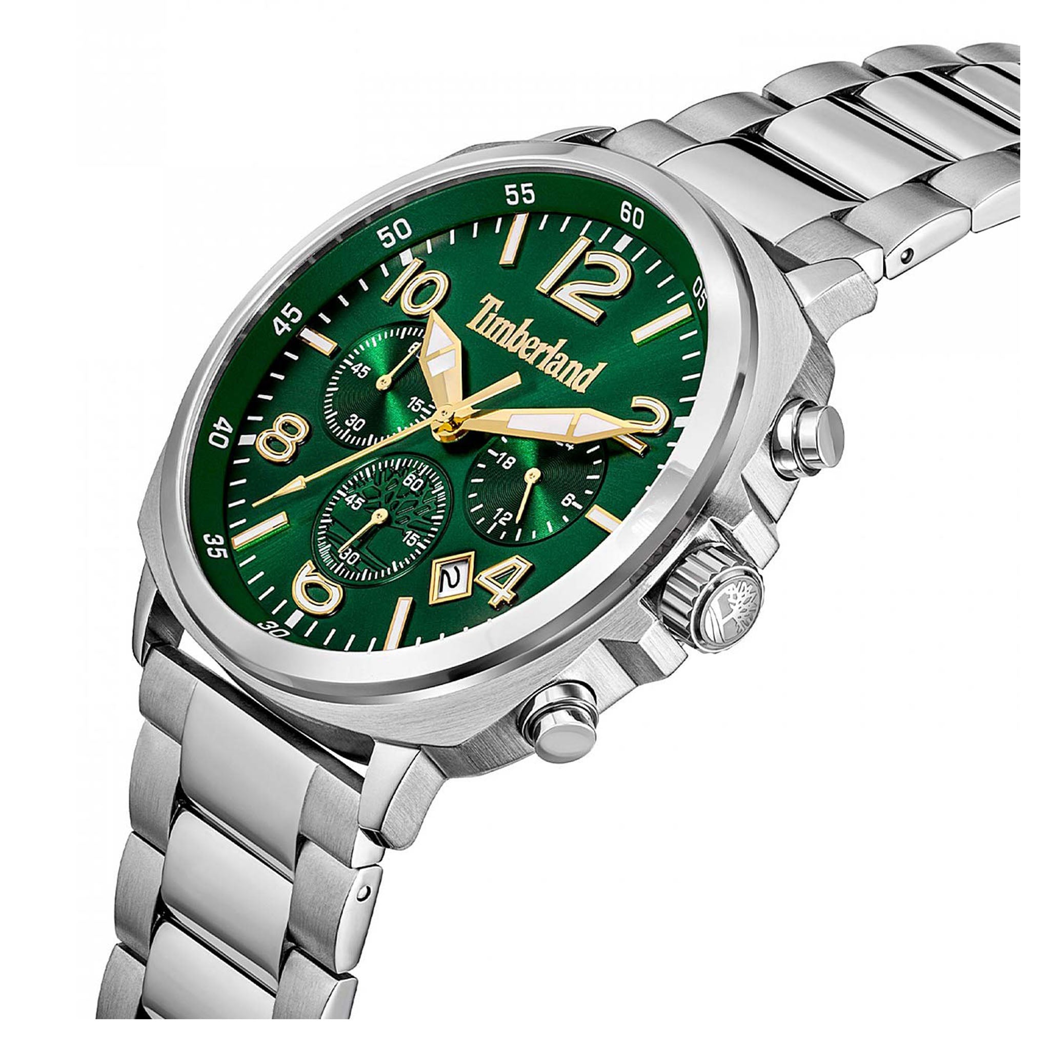 Timberland Silver Steel Green Dial Chronograph Men's Watch - TDWGI0068502