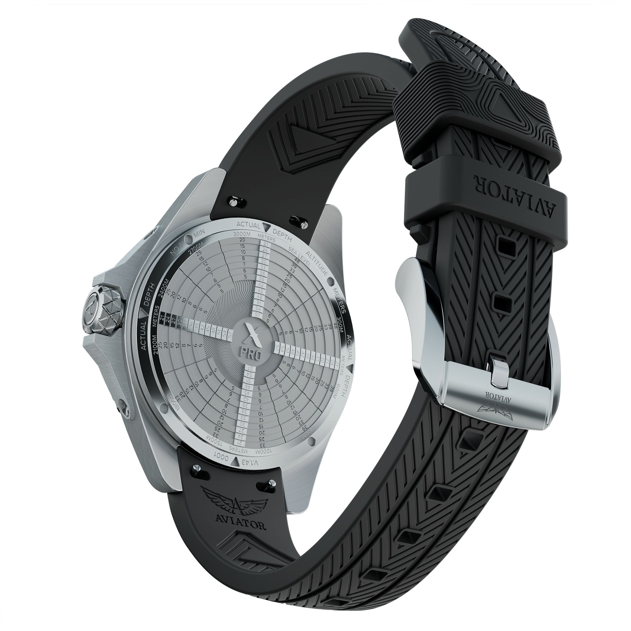 Aviator Silicone Orange Dial Men's Swiss Made Watch - V14203756