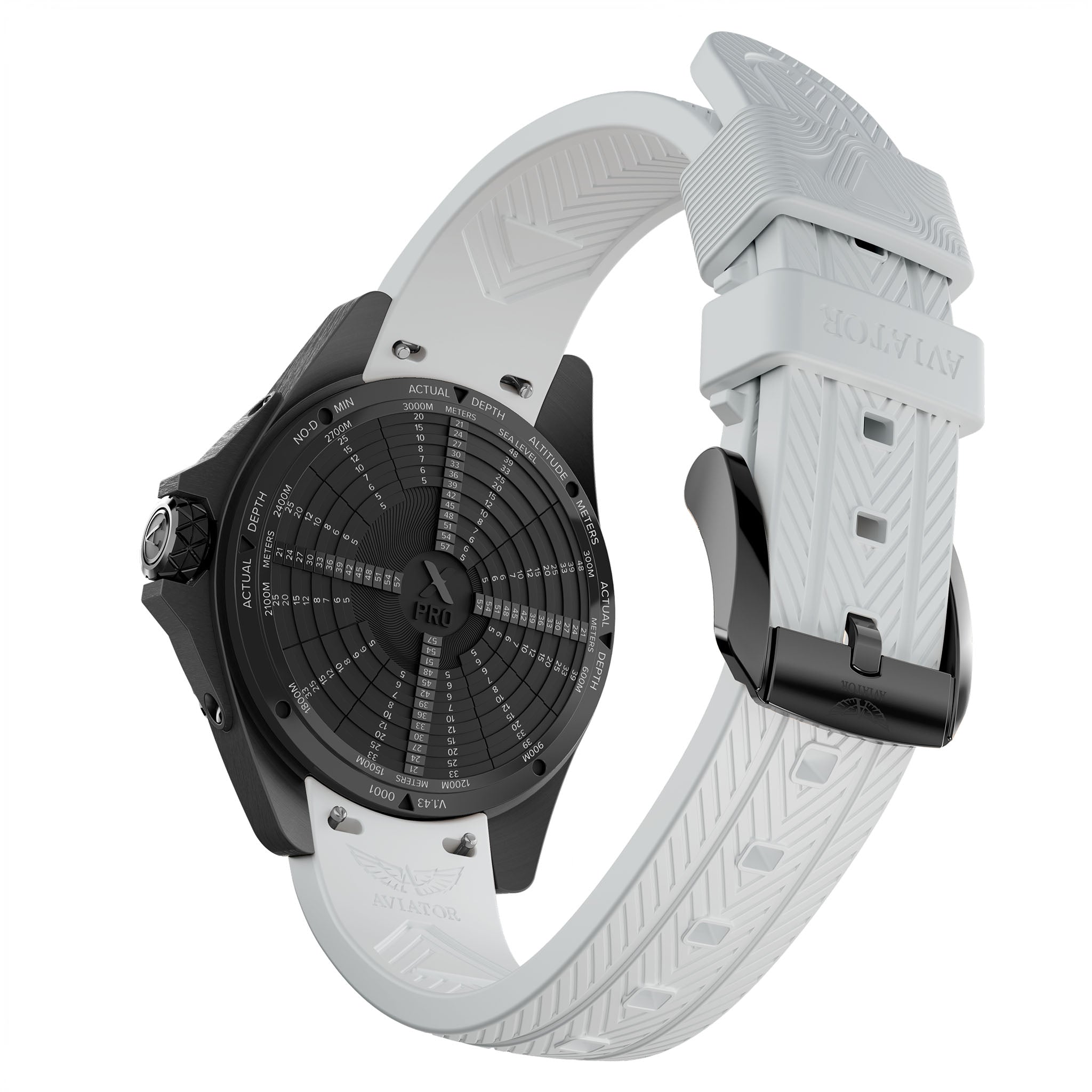 Aviator White Silicone Black Dial Men's Automatic Swiss Made Watch - V14353840