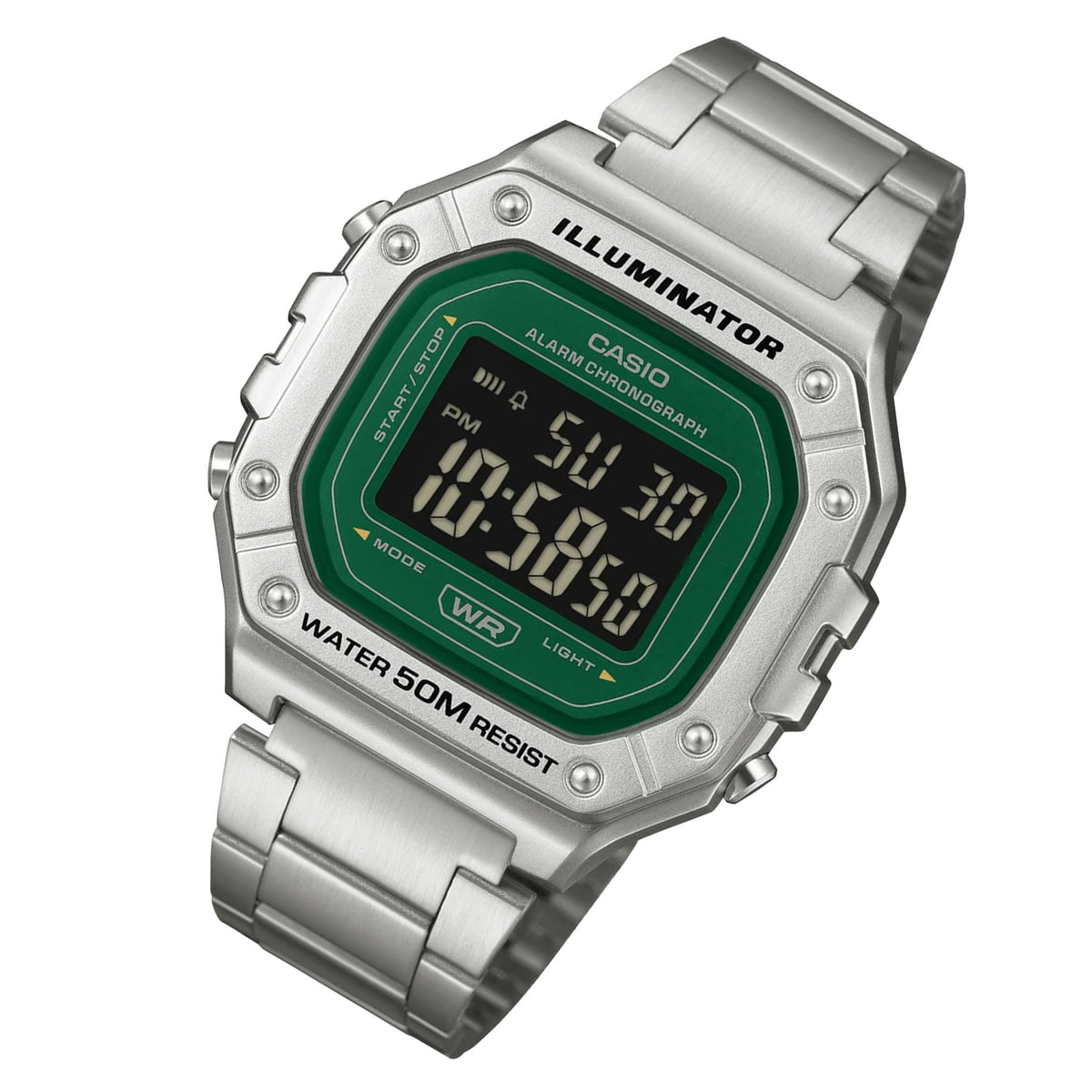 Casio Stainless Steel Green Dial Digital Men's Watch - W218HD-3A