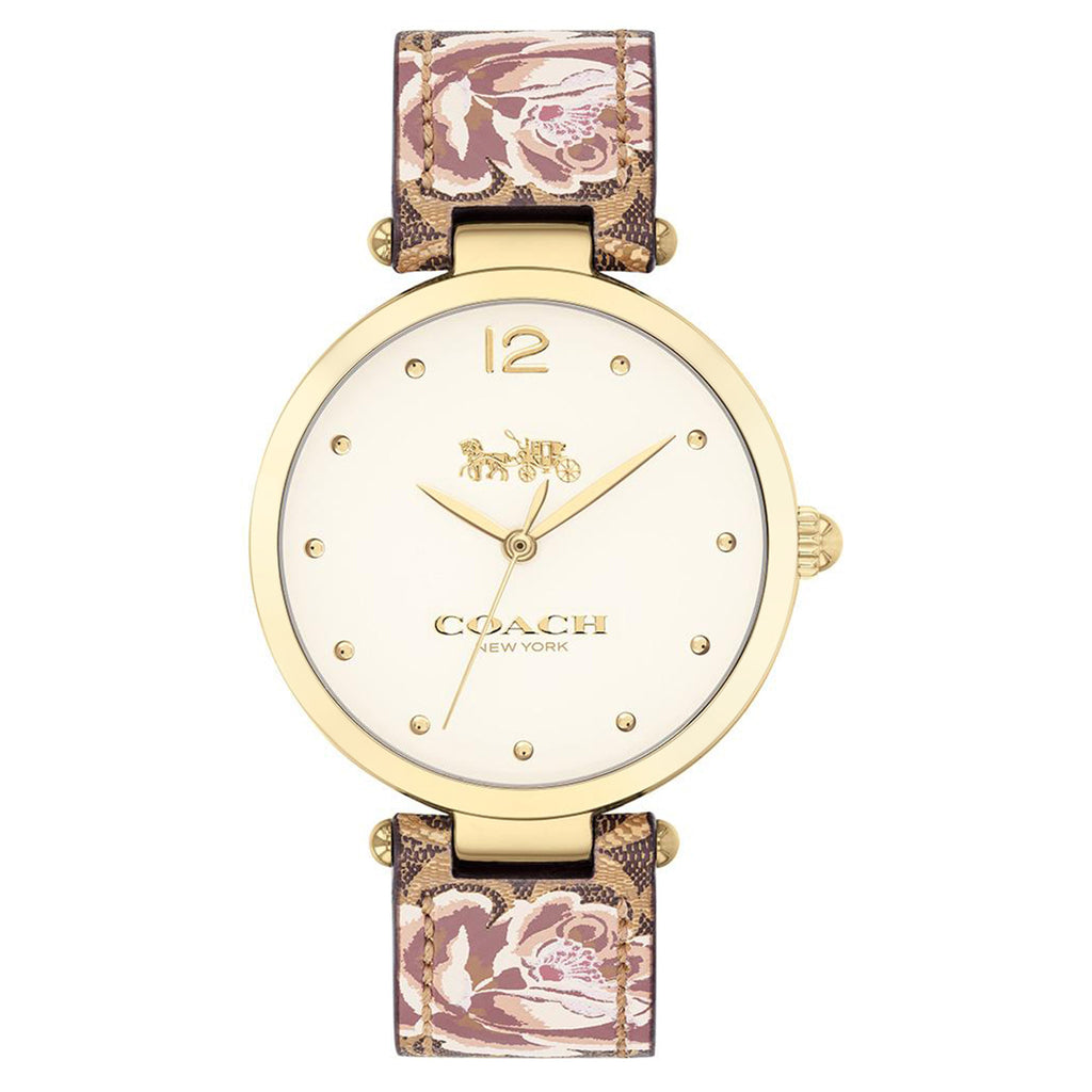 Coach Park Floral Rose Leather Strap Womens’ Watch Coach Park Quartz Crystal Rose Gold-tone Floral Dial Ladies  main image 3