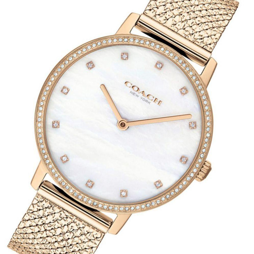 Coach Audrey Carnation Gold Mesh Ladies Slim Watch - 14503360
