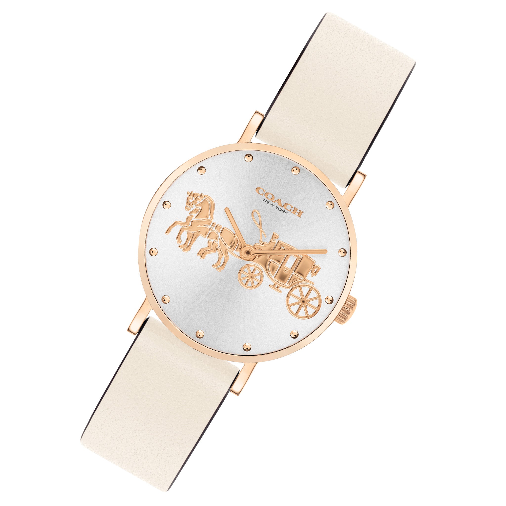 Coach Perry Chalk Leather Silver White Dial Women's Watch - 14503796