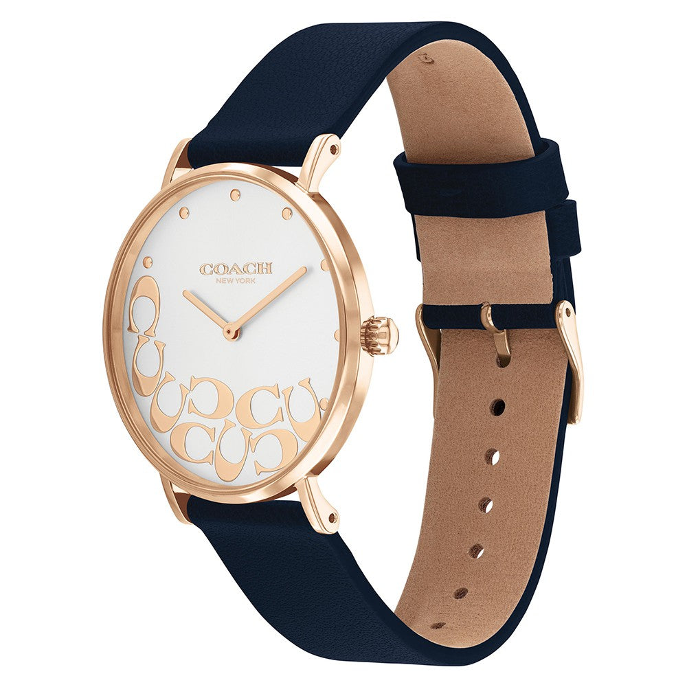 Coach Perry Blue Leather Silver White Dial Women's Watch - 14503802