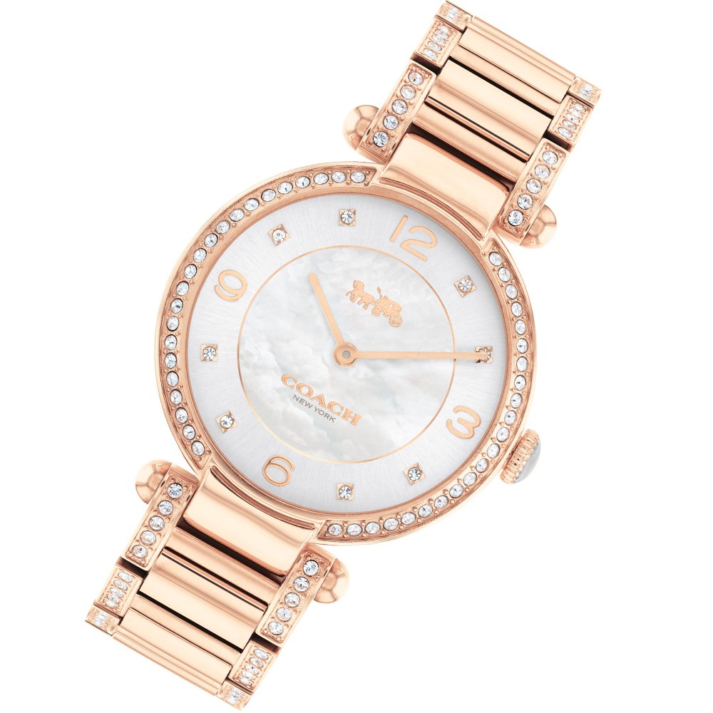 Coach Cary Rose Gold Steel with Crystals Silver Dial Women's Watch - 14503831