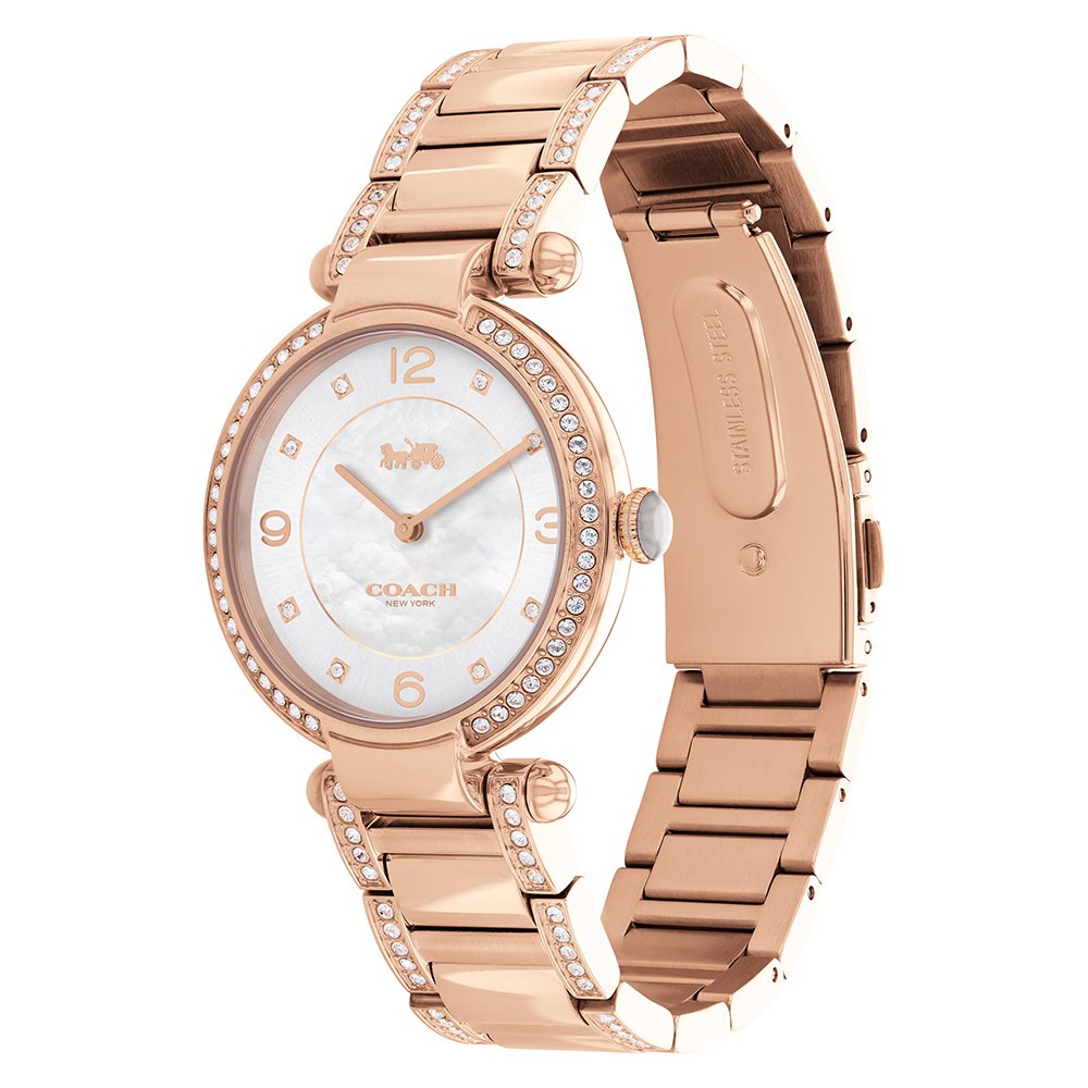 Coach Cary Rose Gold Steel with Crystals Silver Dial Women's Watch - 14503831