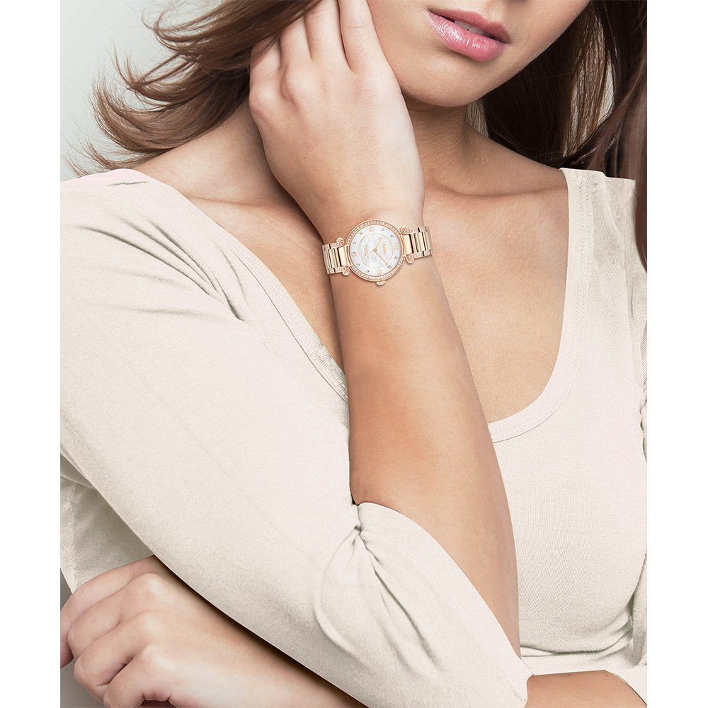Coach Cary Rose Gold Steel with Crystals Silver Dial Women's Watch - 14503831