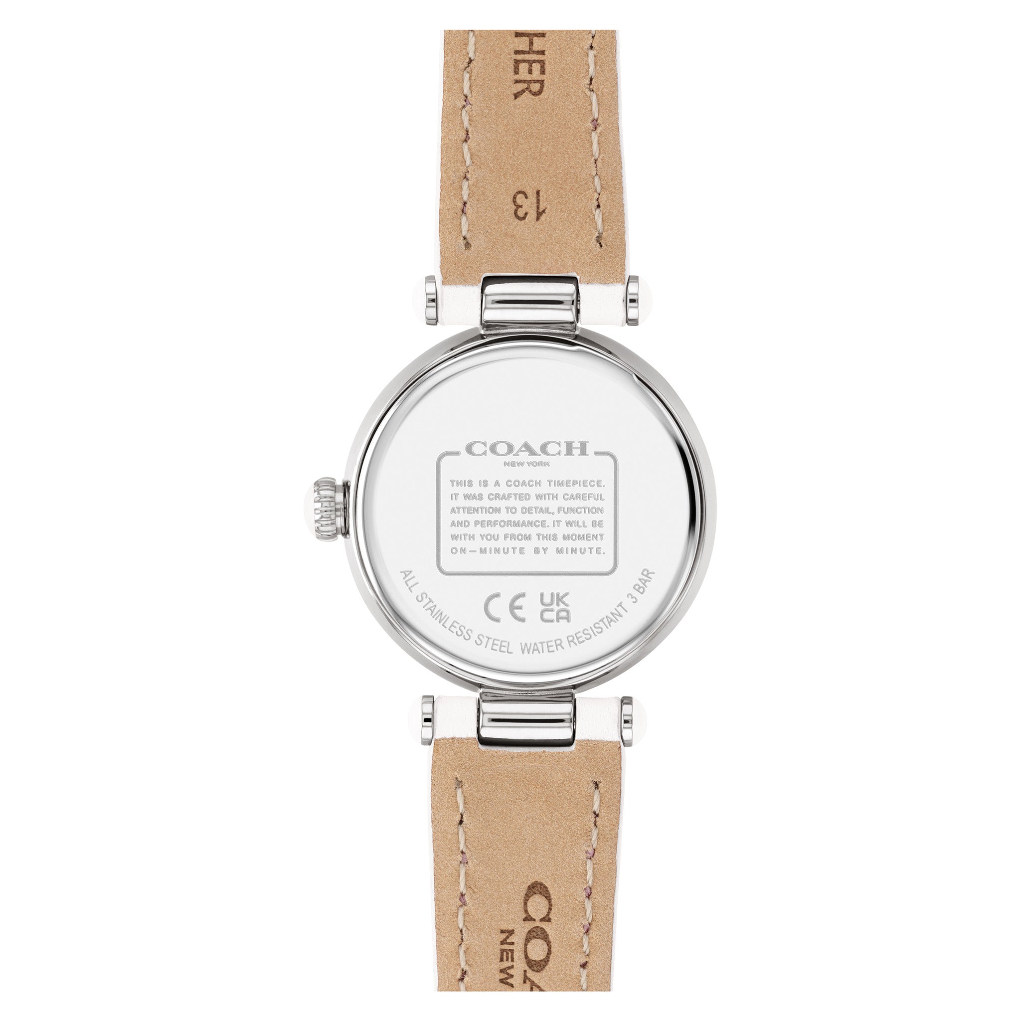Coach Cary White Leather Silver Mother of Pearl Dial Women's Watch - 14503893