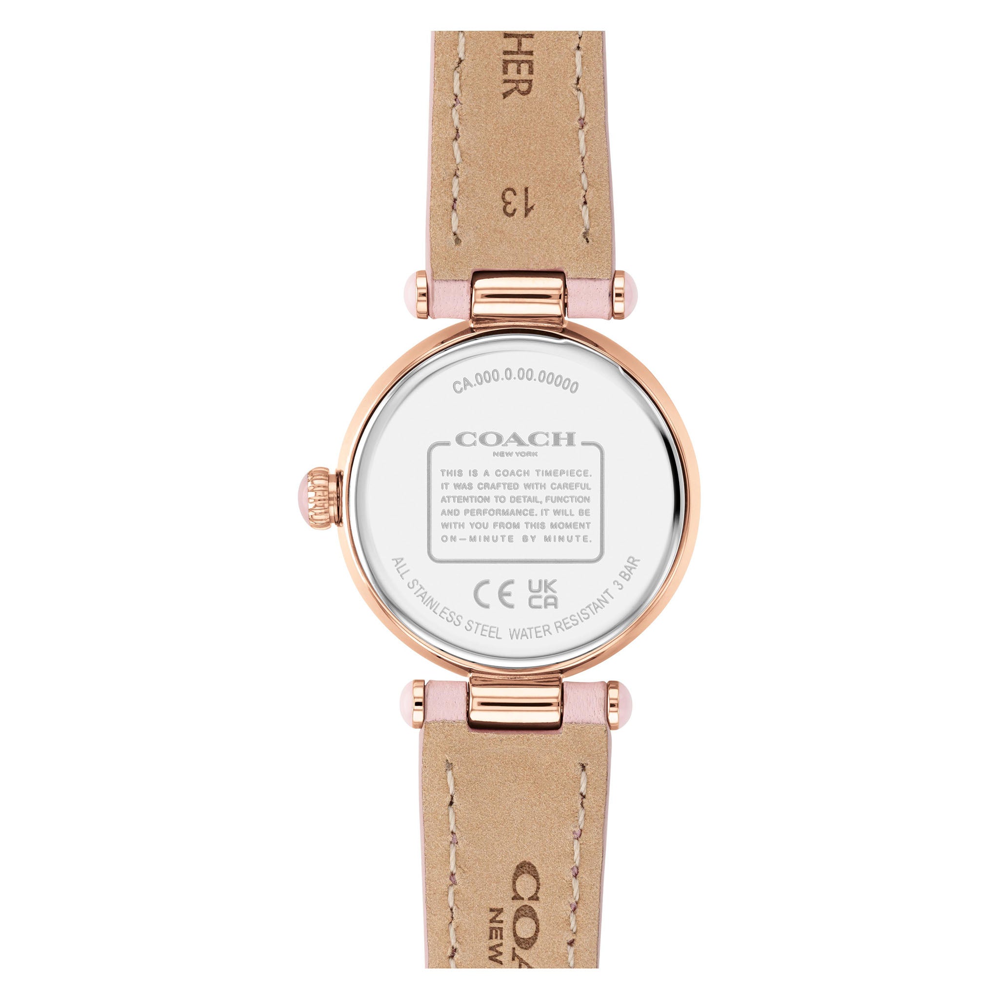 Coach Cary Pink Leather Silver Mother of Pearl Dial Women's Watch - 14503896