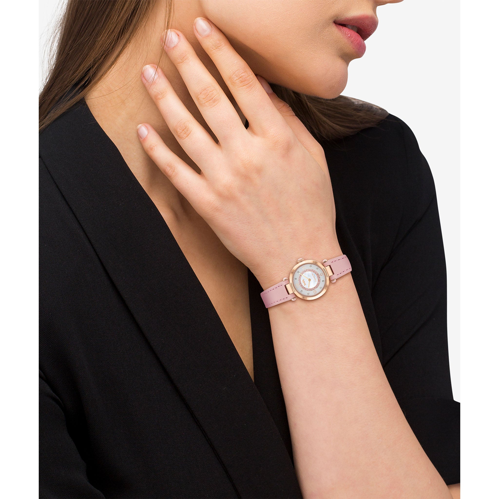 Coach Cary Pink Leather Silver Mother of Pearl Dial Women's Watch - 14503896