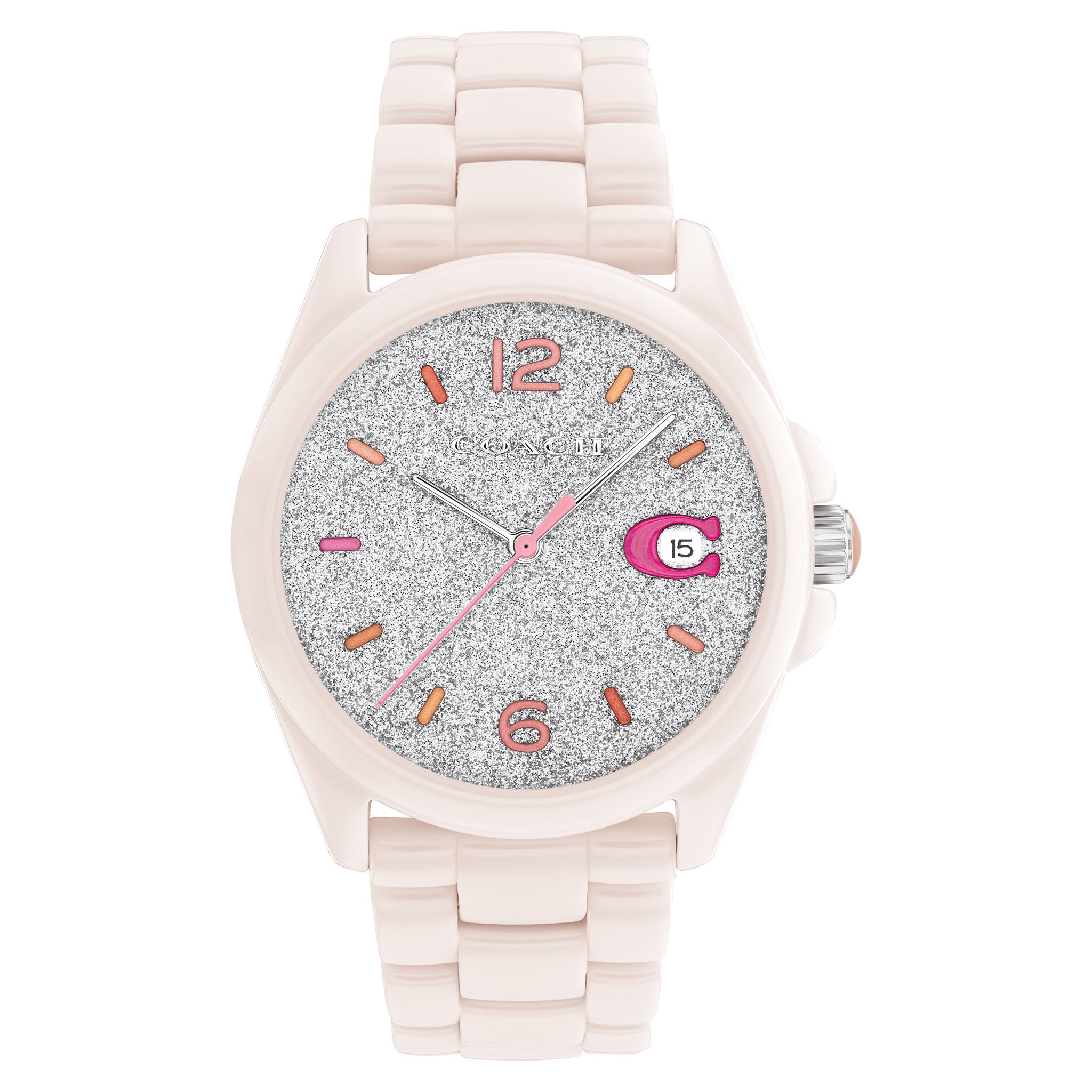 Coach Greyson Cream Ceramic Pink Dial Women's Watch - 14503939