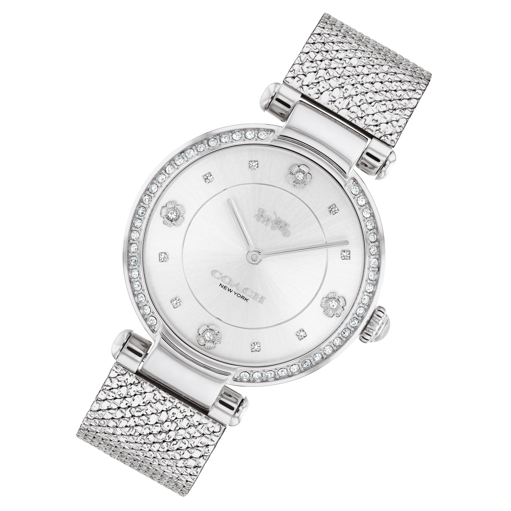 Coach Cary Stainless Steel Mesh Silver White Dial Women's Watch - 14503995