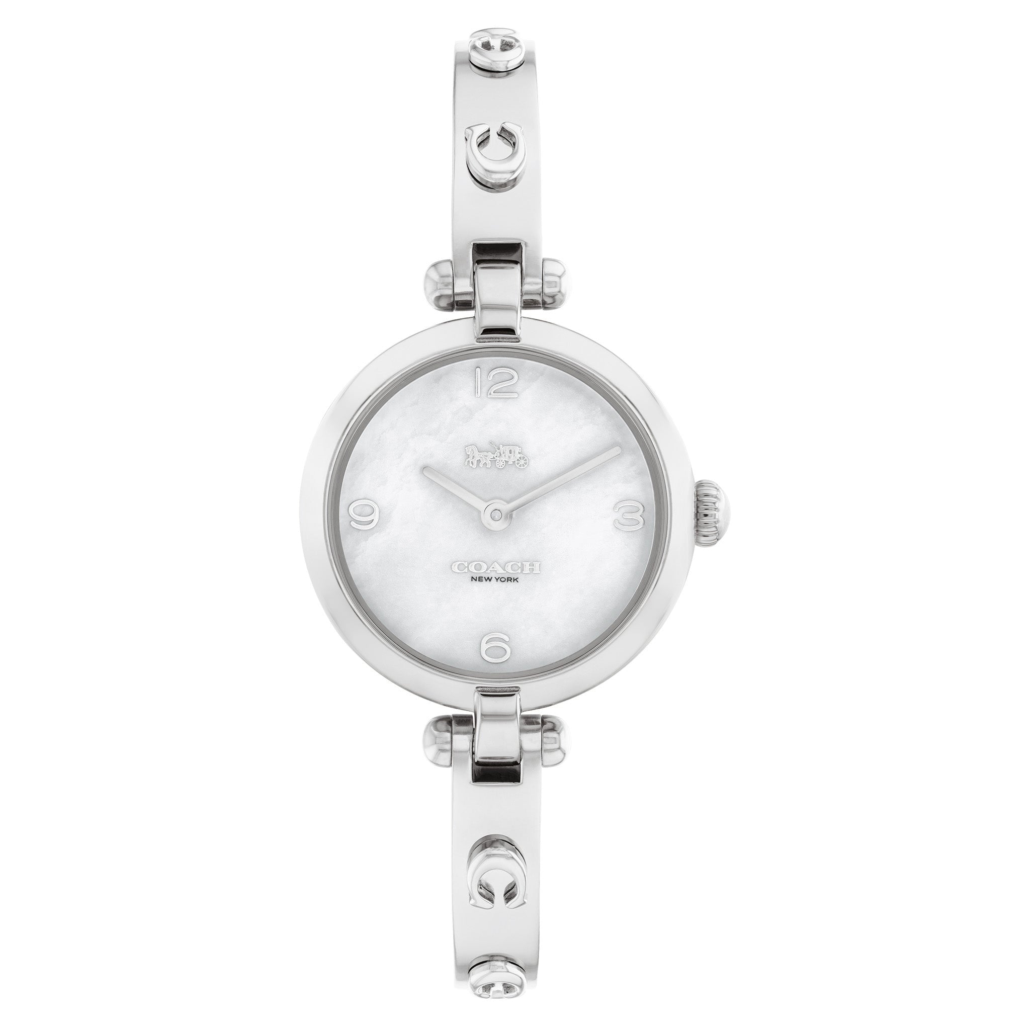 Coach Cary Stainless Steel Bangle White Mother of Pearl Dial Women's Watch - 14504005