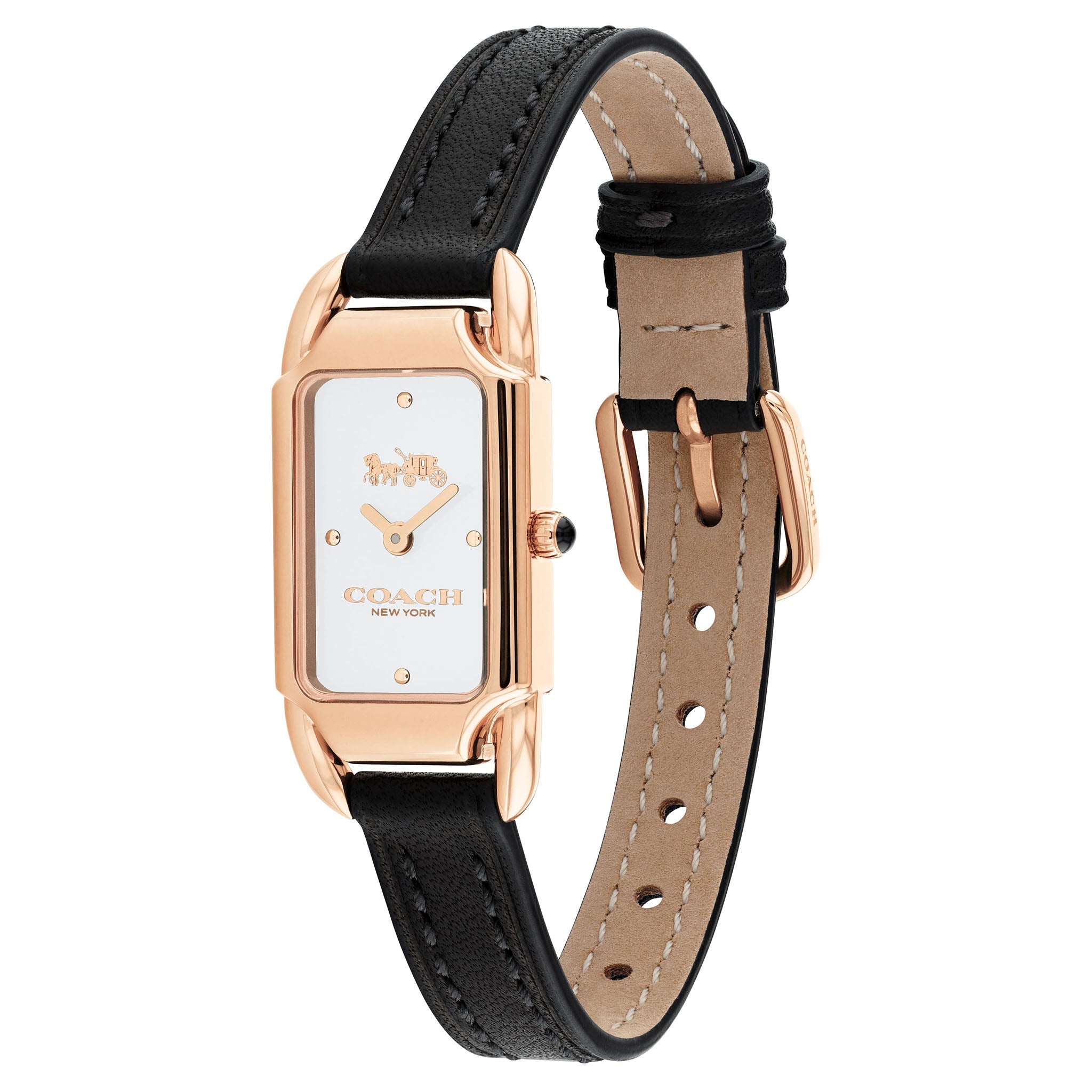 Coach Black Leather Band Ivory Dial Women's Watch - 14504027