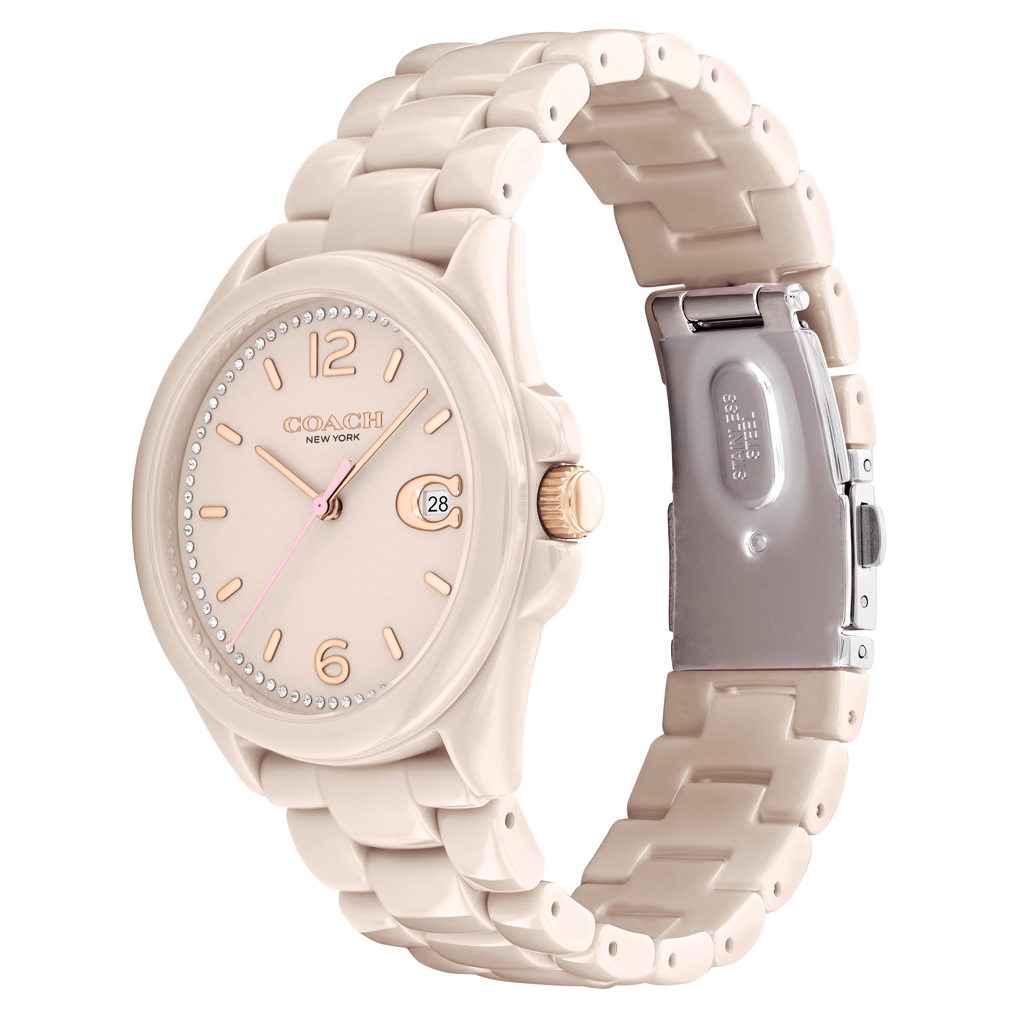 Coach Greyson Beige Ceramic Women's Watch - 14504065