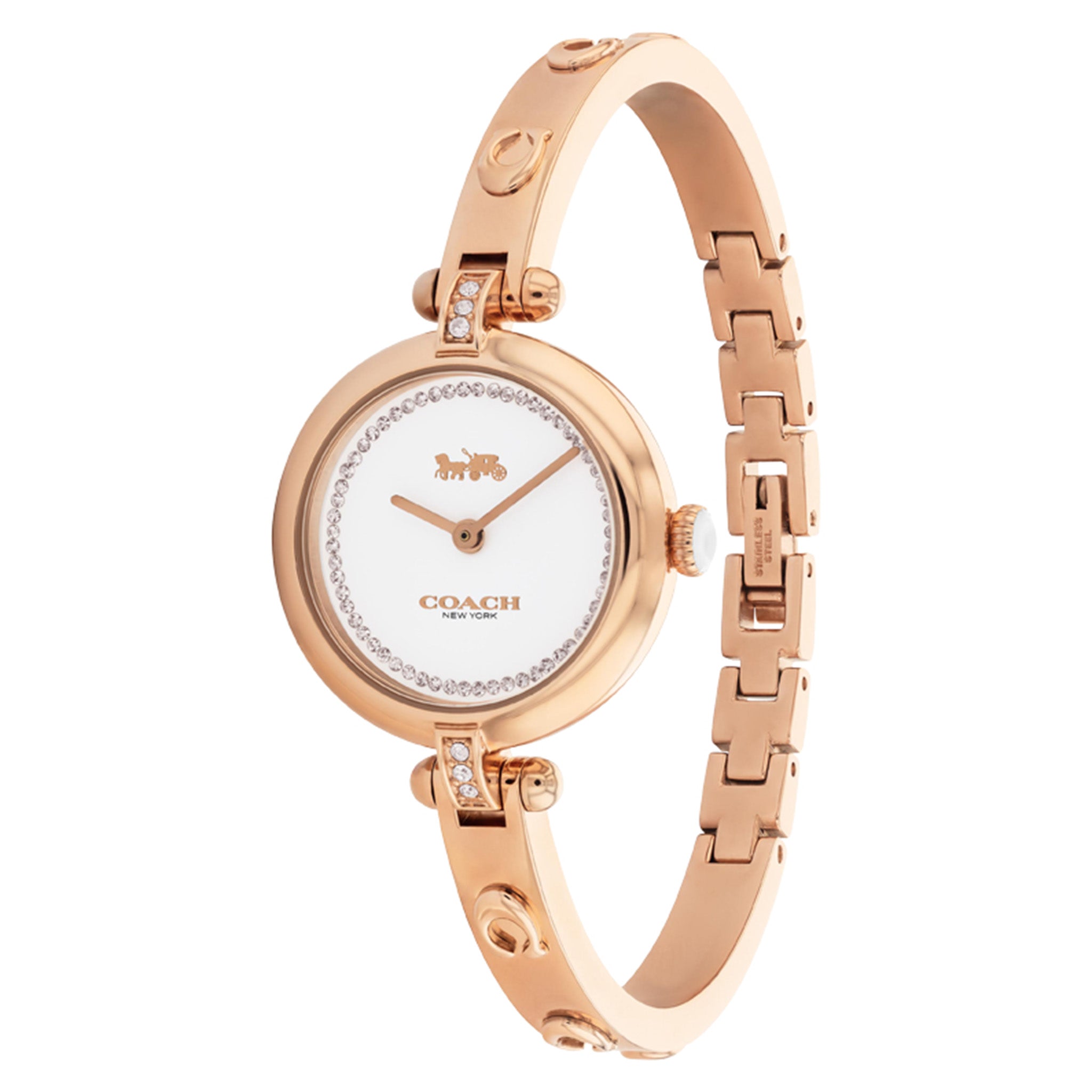 Coach Rose Gold Bangle White Dial Women's Watch - 14504083