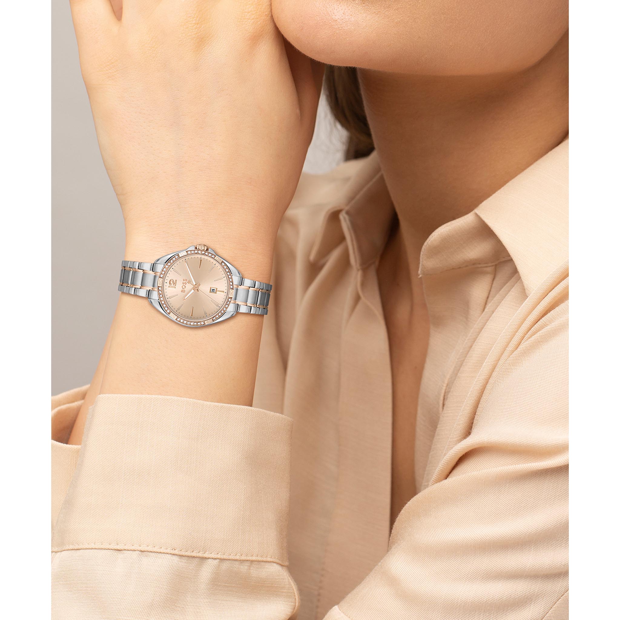 BOSS by Hugo Boss Stainless Steel Camel Dial Women's Watch - 1502622