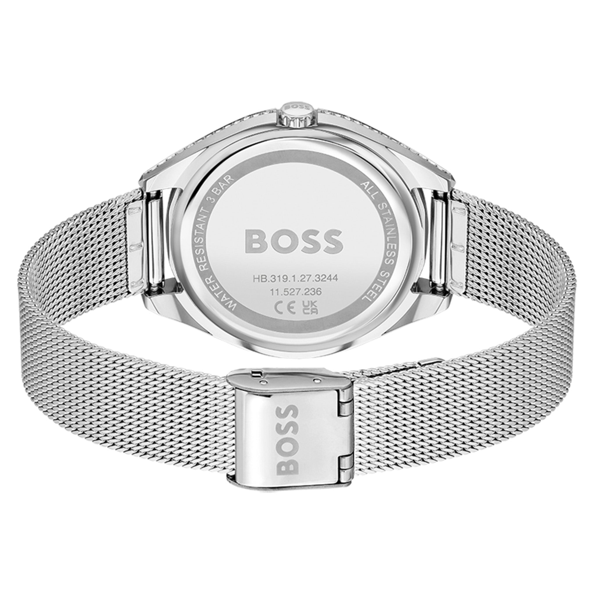BOSS by Hugo Boss Silver Mesh Beige Dial Women's Multi-function Watch - 1502638