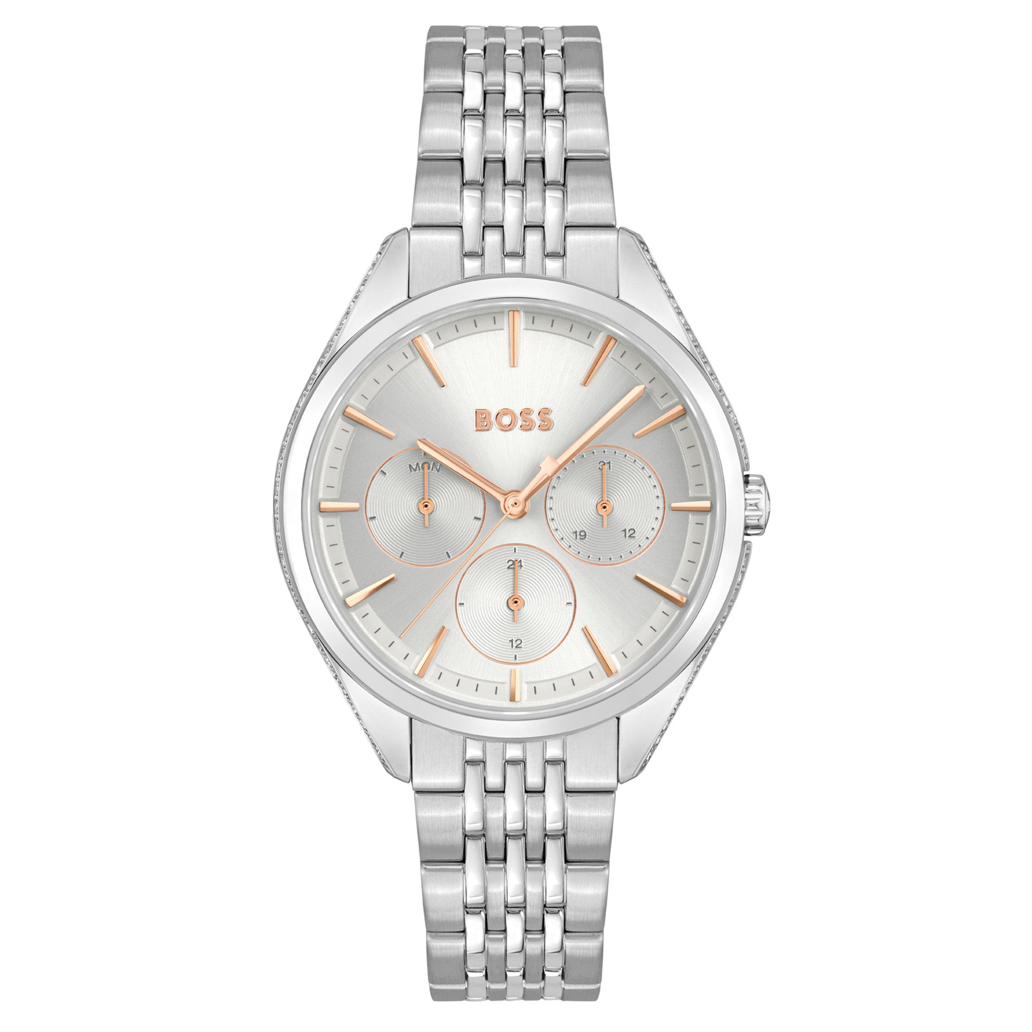 BOSS by Hugo Boss Stainless Steel Silver White Dial Women's Multi-function Watch - 1502640