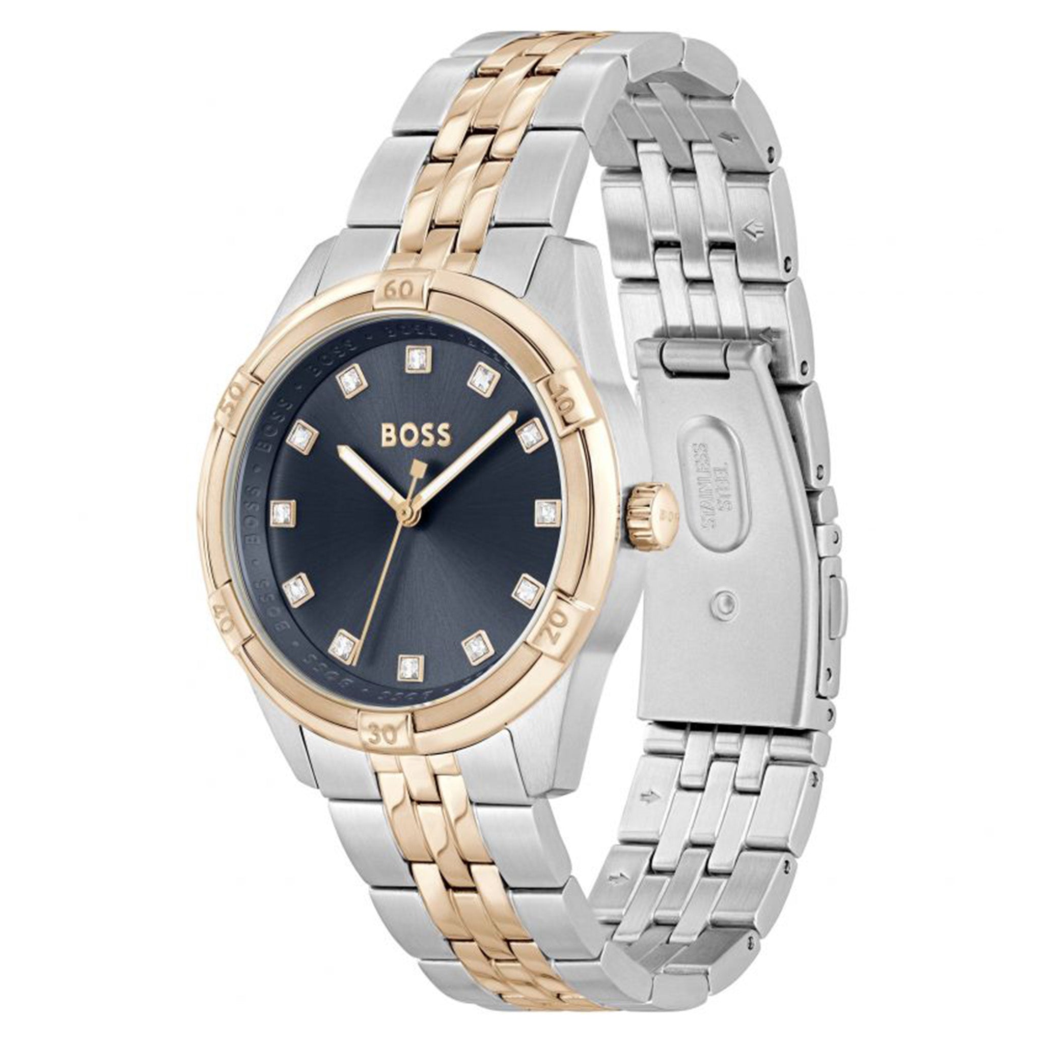 BOSS by Hugo Boss Two-Tone Steel Blue Dial Slim Women's Watch - 1502709