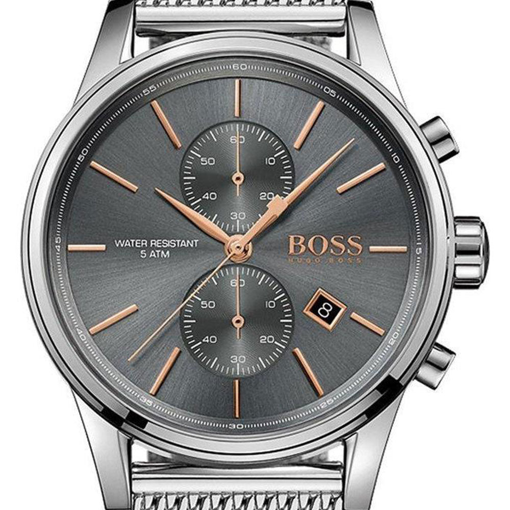 BOSS by Hugo Boss Silver Steel Mesh Grey Dial Chronograph Men's Watch - 1513440