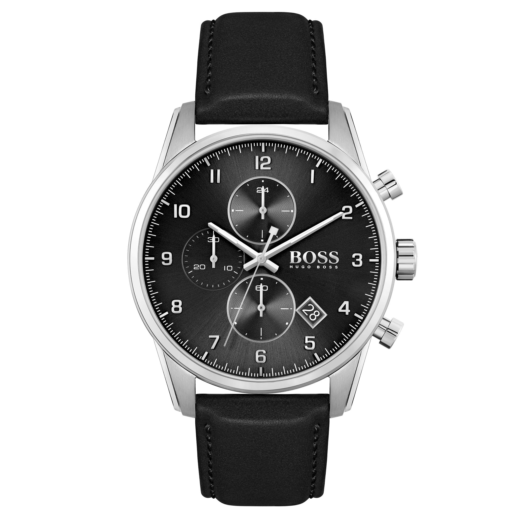 Hugo Boss Black Leather Men's Chrono Watch - 1513782