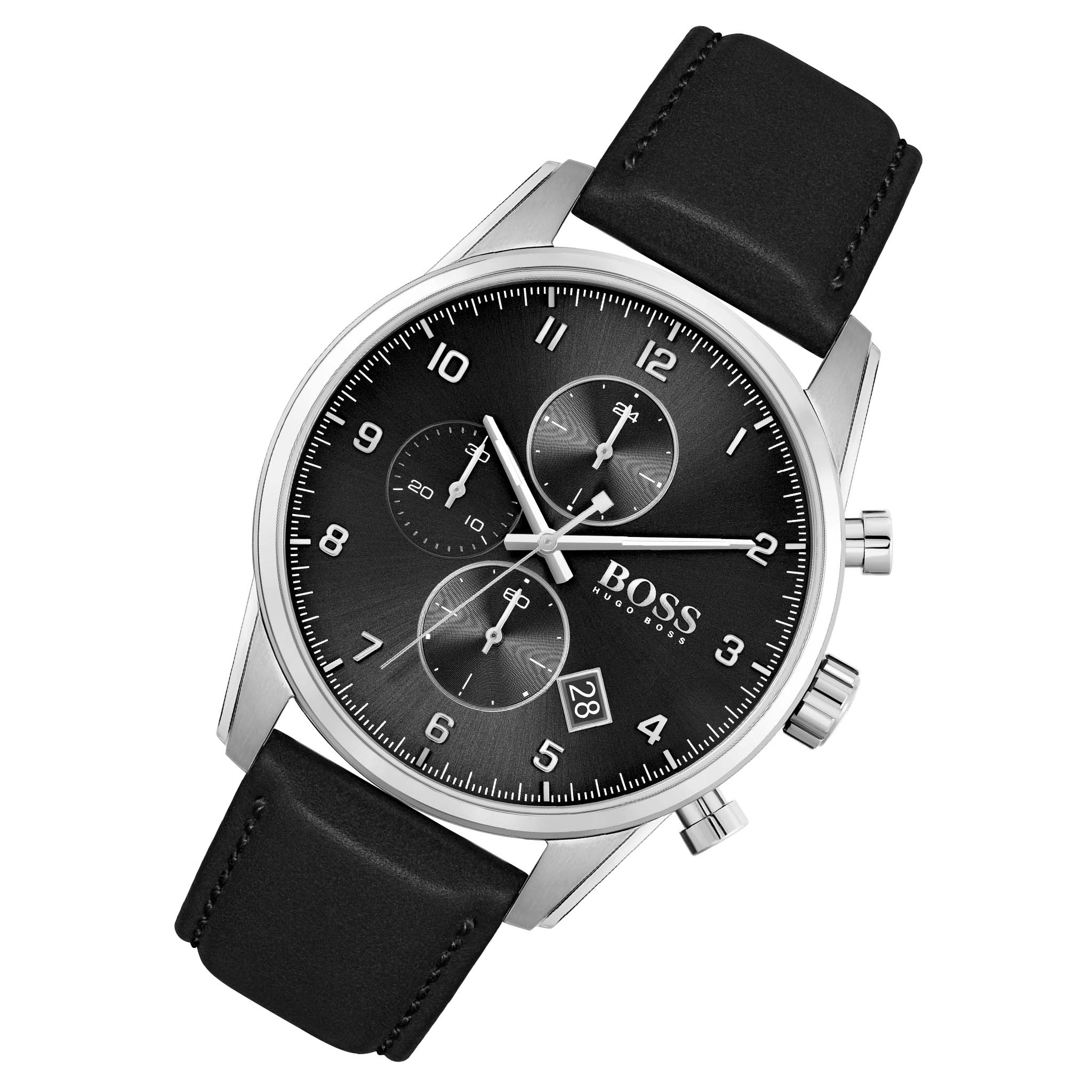 Hugo Boss Black Leather Men's Chrono Watch - 1513782