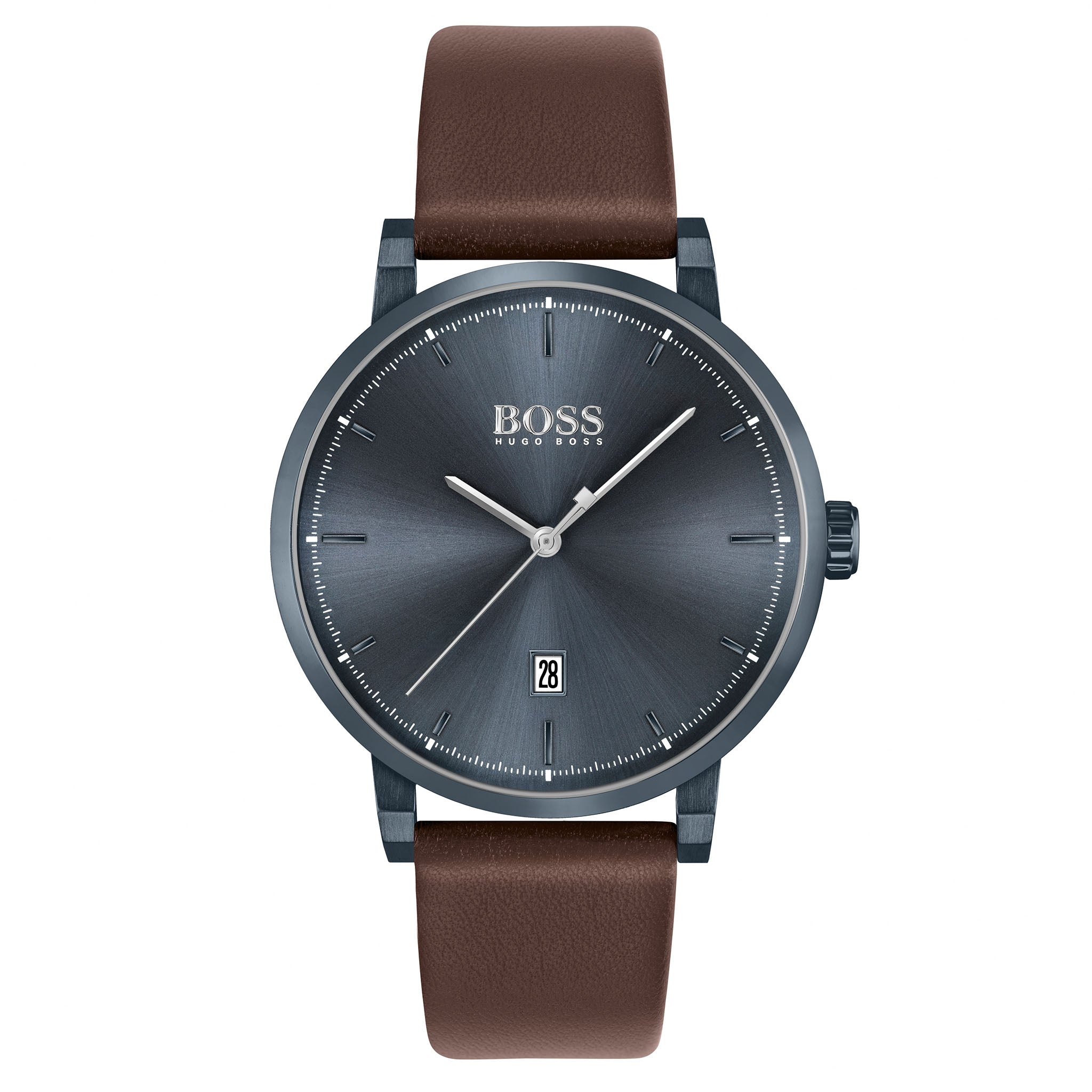 BOSS by Hugo Boss Brown Leather Dark Blue Dial Men's Watch - 1513791