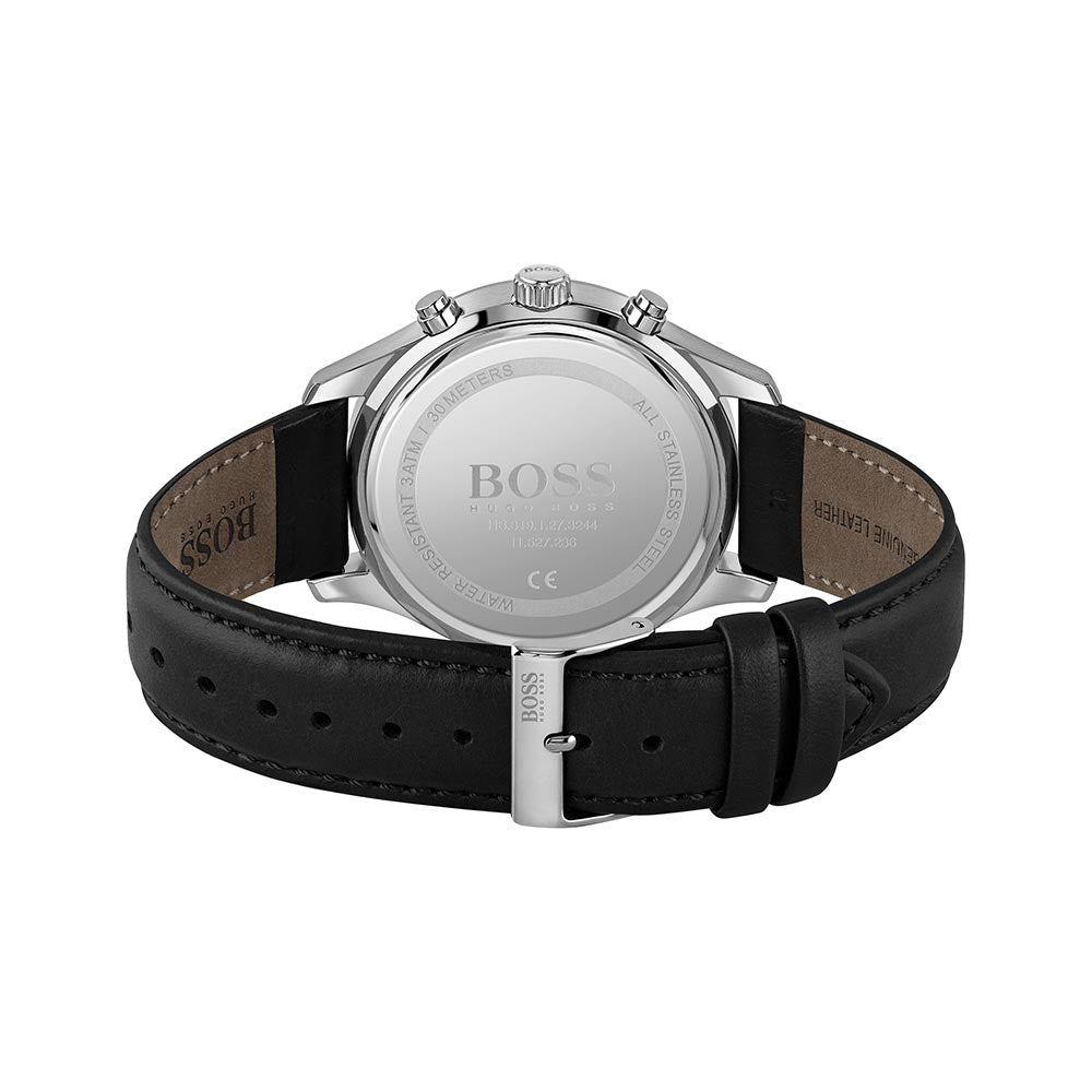 Hugo Boss Associate Black Leather Men's Chrono Watch - 1513803