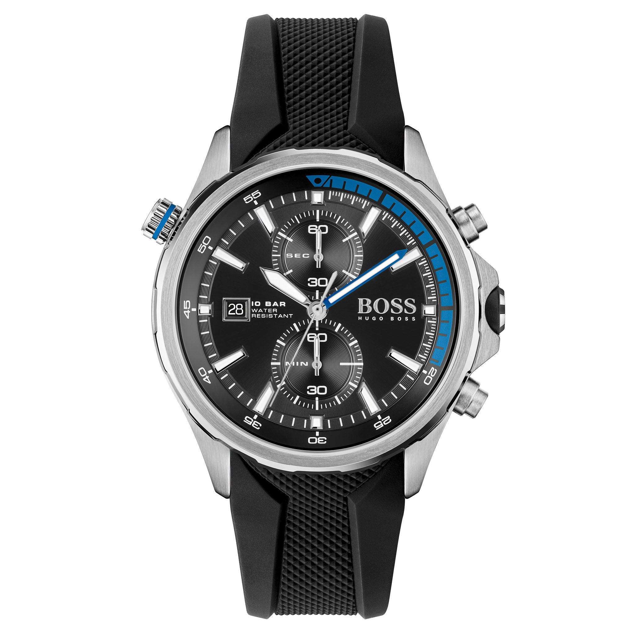 BOSS by Hugo Boss Silicone Black Dial Chronograph Men's Watch - 1513820
