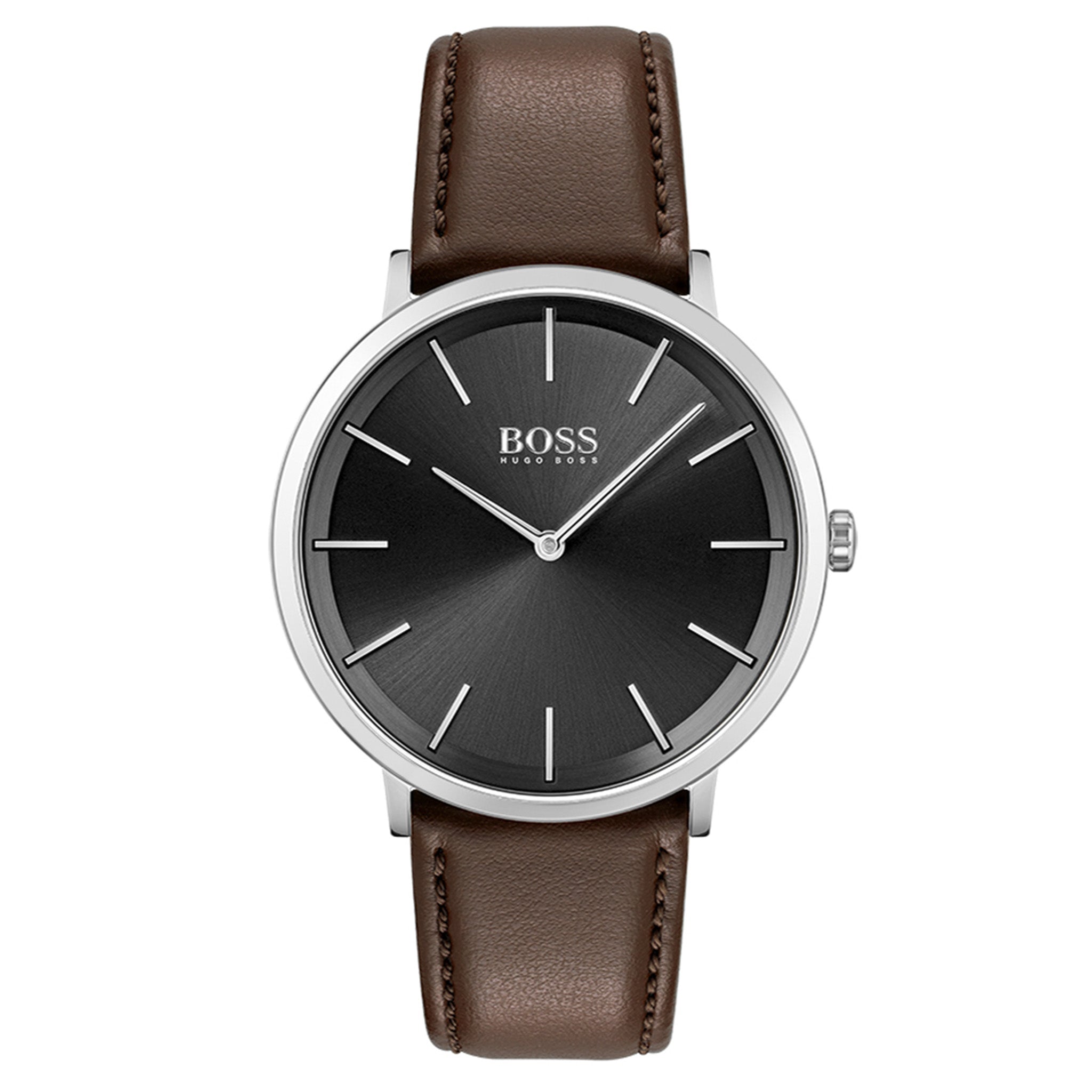 BOSS by Hugo Boss Classic Brown Leather Black Dial Men's Watch - 1513829