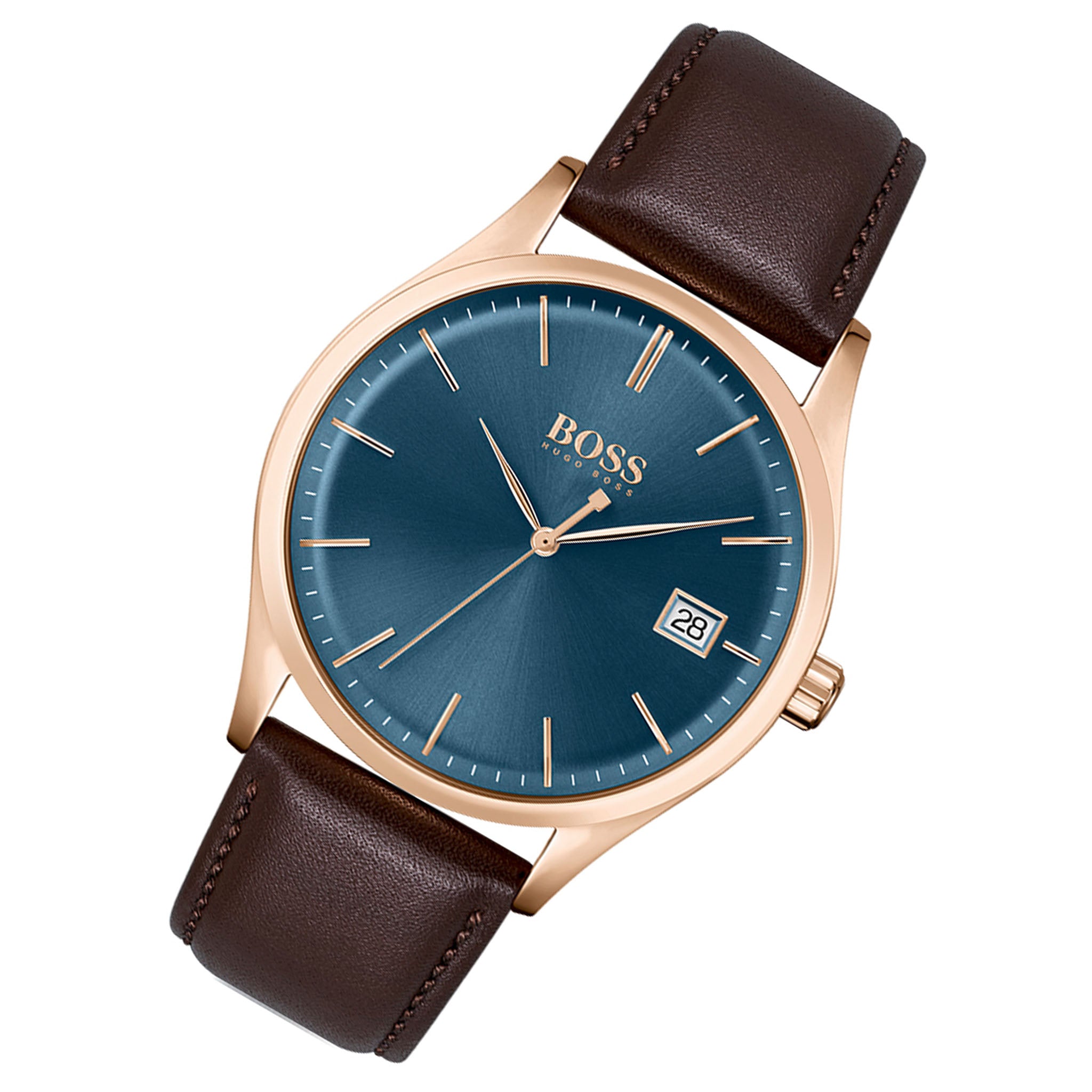 Hugo Boss Classic Brown Leather Blue Dial Men's Watch - 1513832