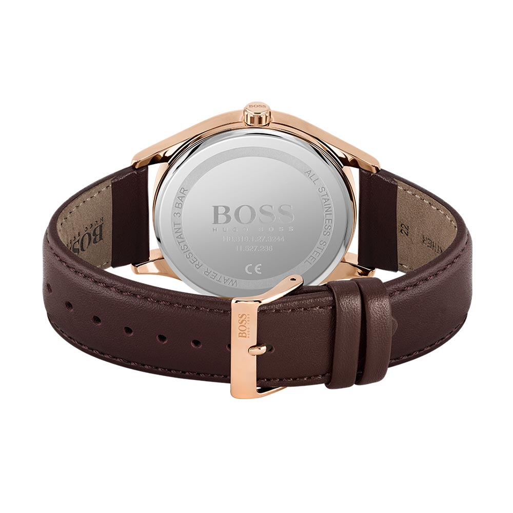 Hugo Boss Classic Brown Leather Blue Dial Men's Watch - 1513832