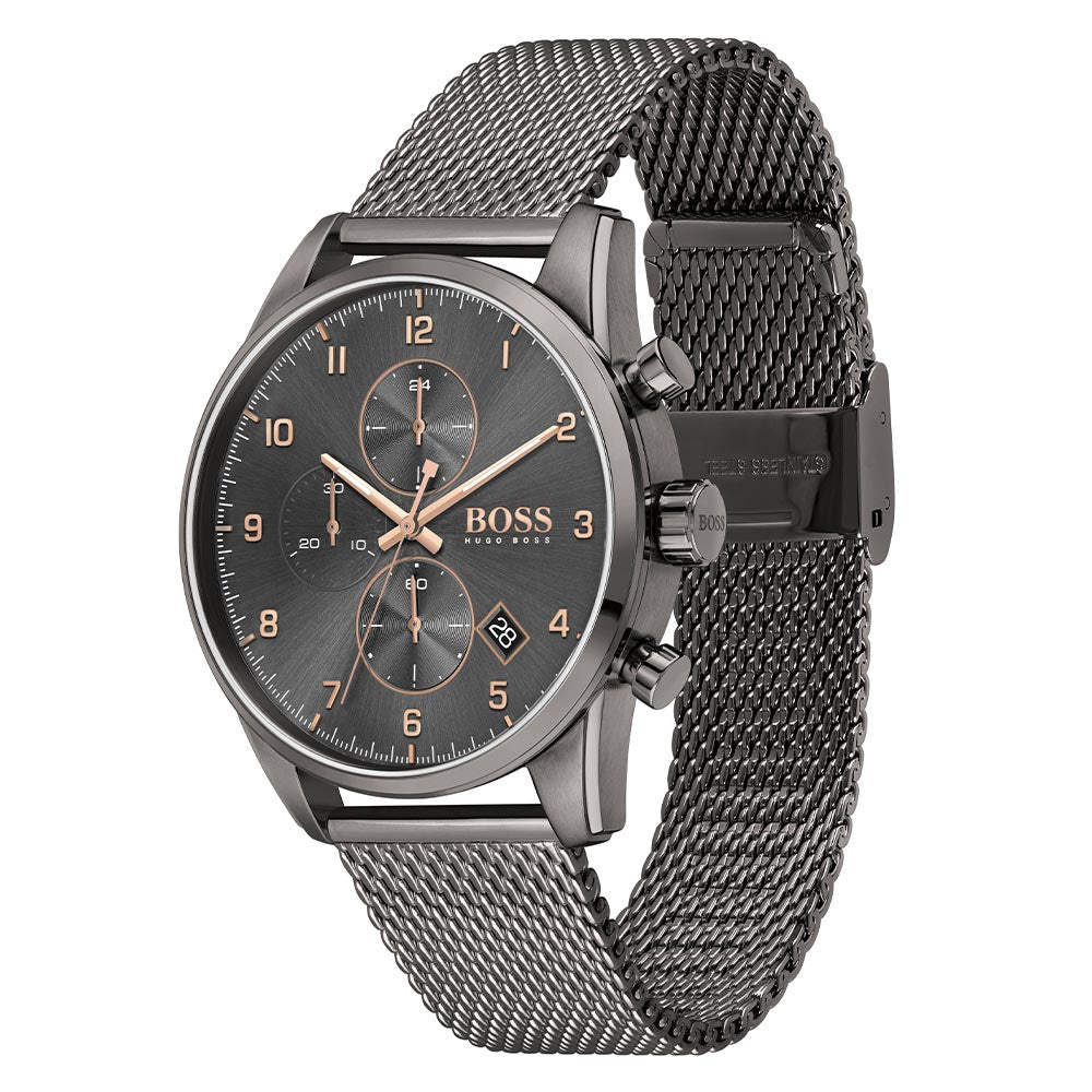 Hugo Boss Skymaster Grey Mesh Men's Chrono Watch - 1513837