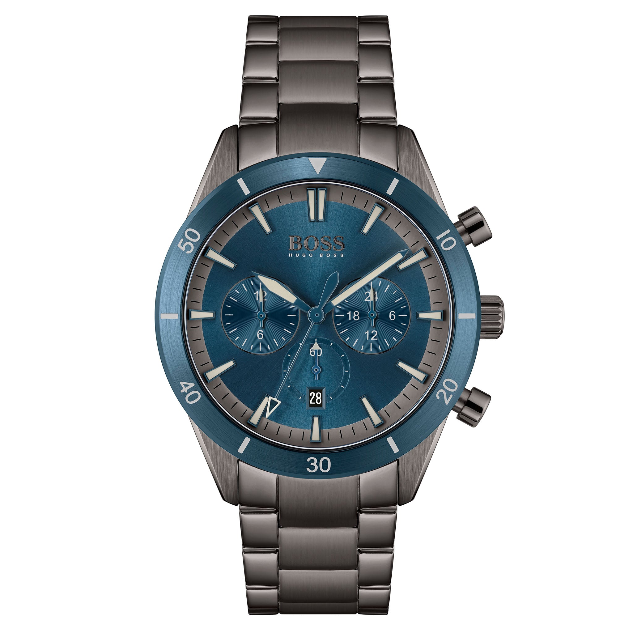 BOSS by Hugo Boss Grey Steel Blue Dial Men's Chronograph Watch - 1513863