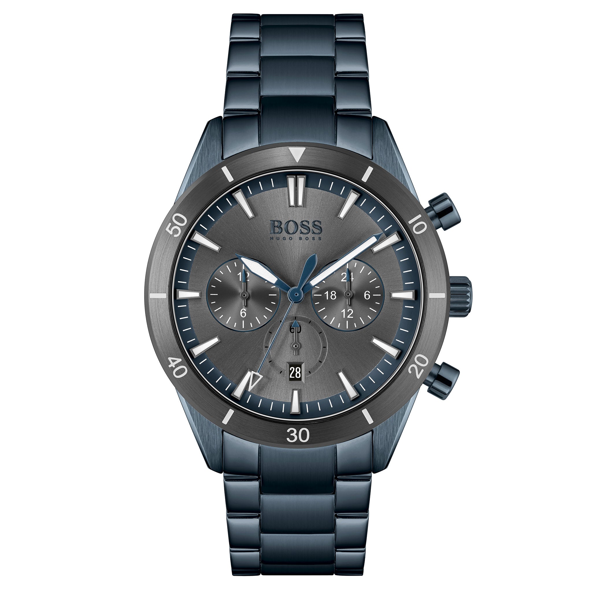 BOSS by Hugo Boss Blue Steel Grey Dial Men's Chronograph Watch - 1513865
