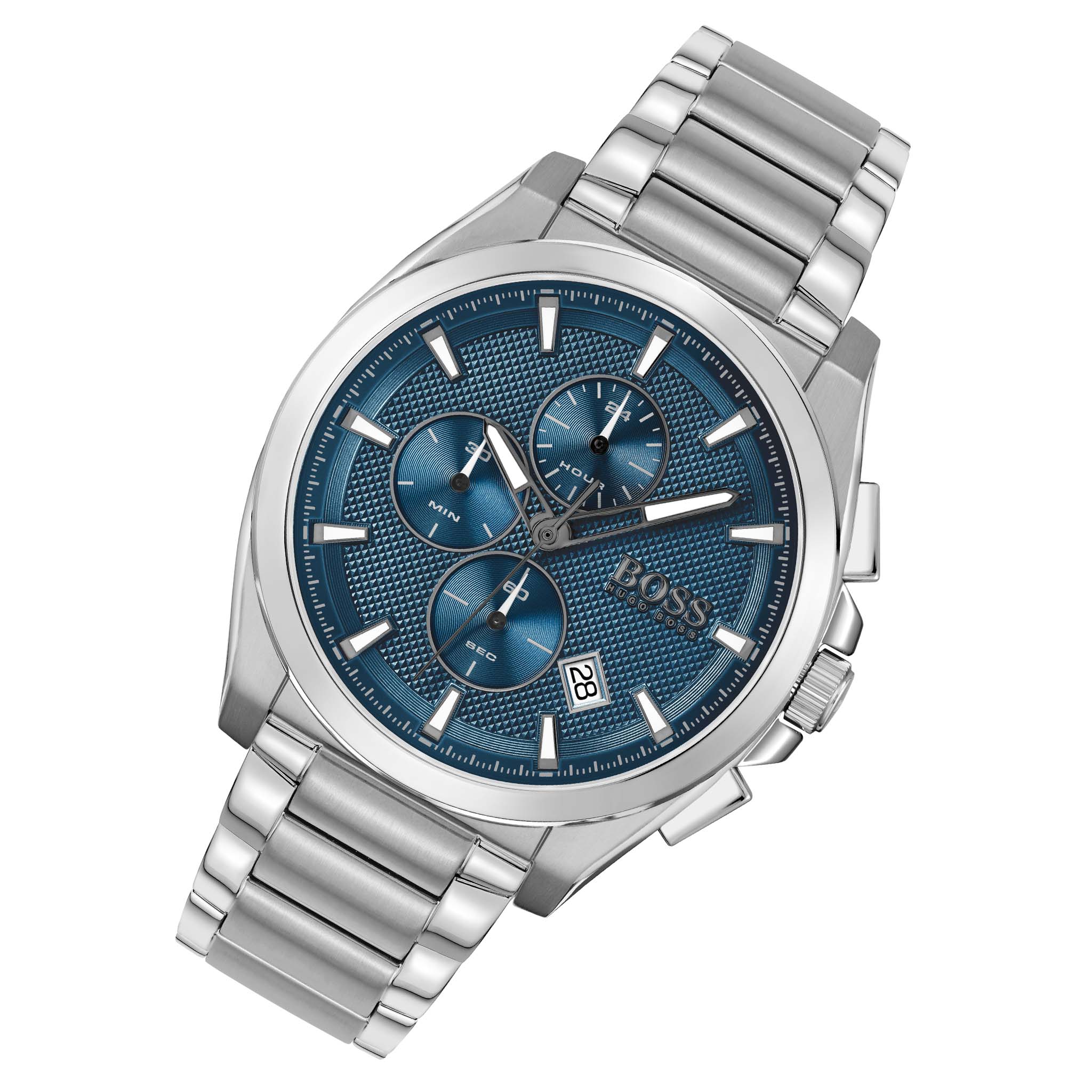 Hugo Boss Stainless Steel Blue Dial Men's Chrono Watch - 1513884