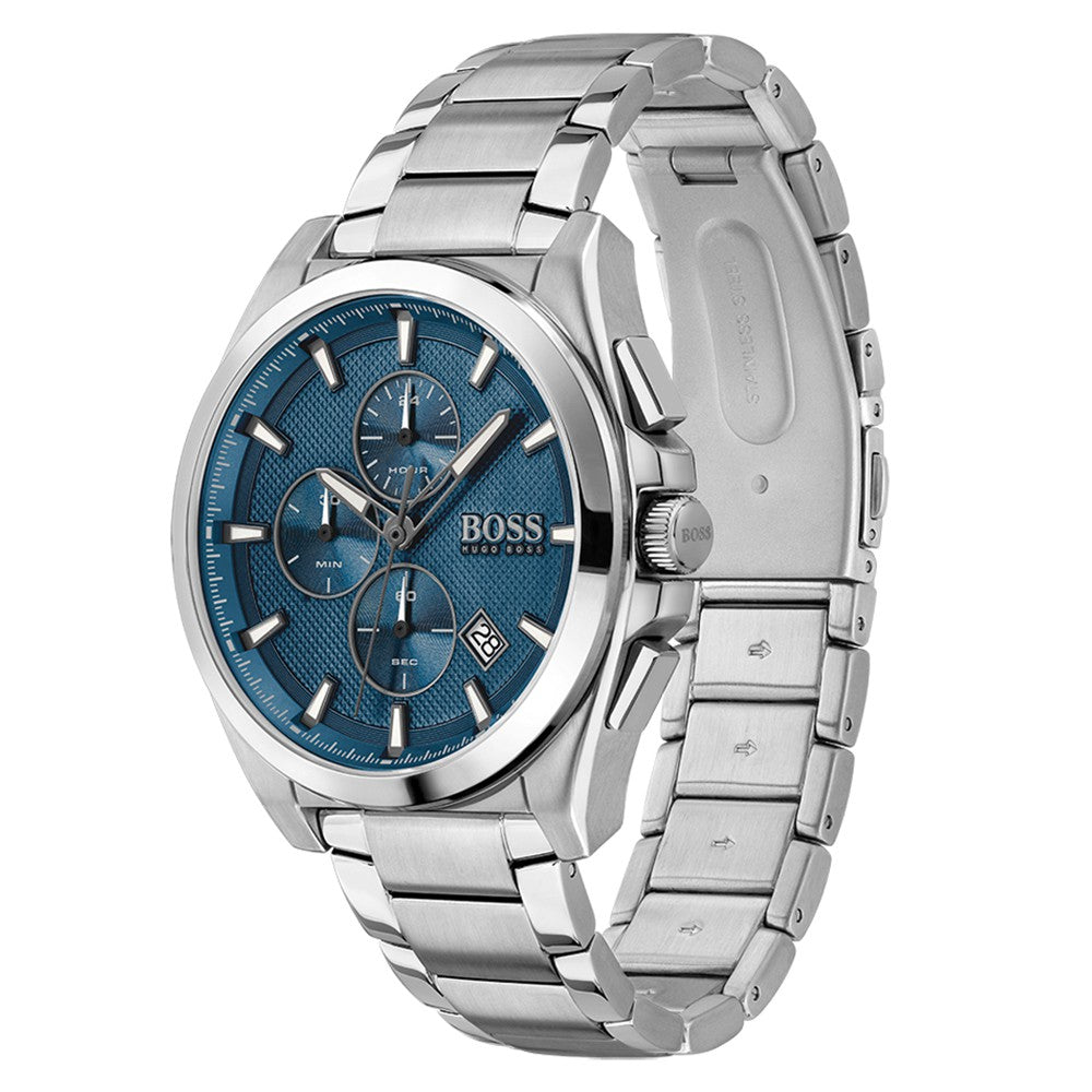 Hugo Boss Stainless Steel Blue Dial Men's Chrono Watch - 1513884