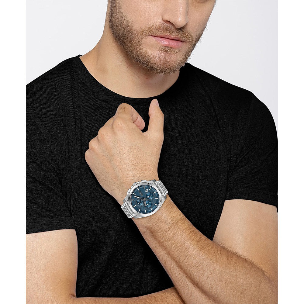Hugo Boss Stainless Steel Blue Dial Men's Chrono Watch - 1513884