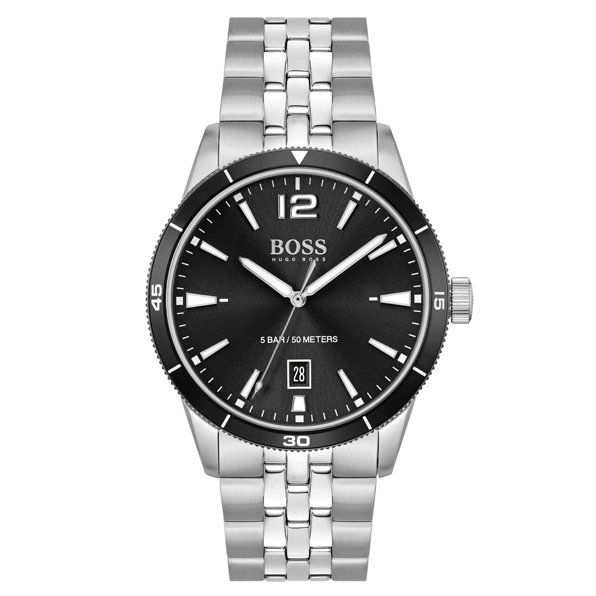 BOSS by Hugo Boss Stainless Steel Black Dial Men's Basic Calendar Watch - 1513911