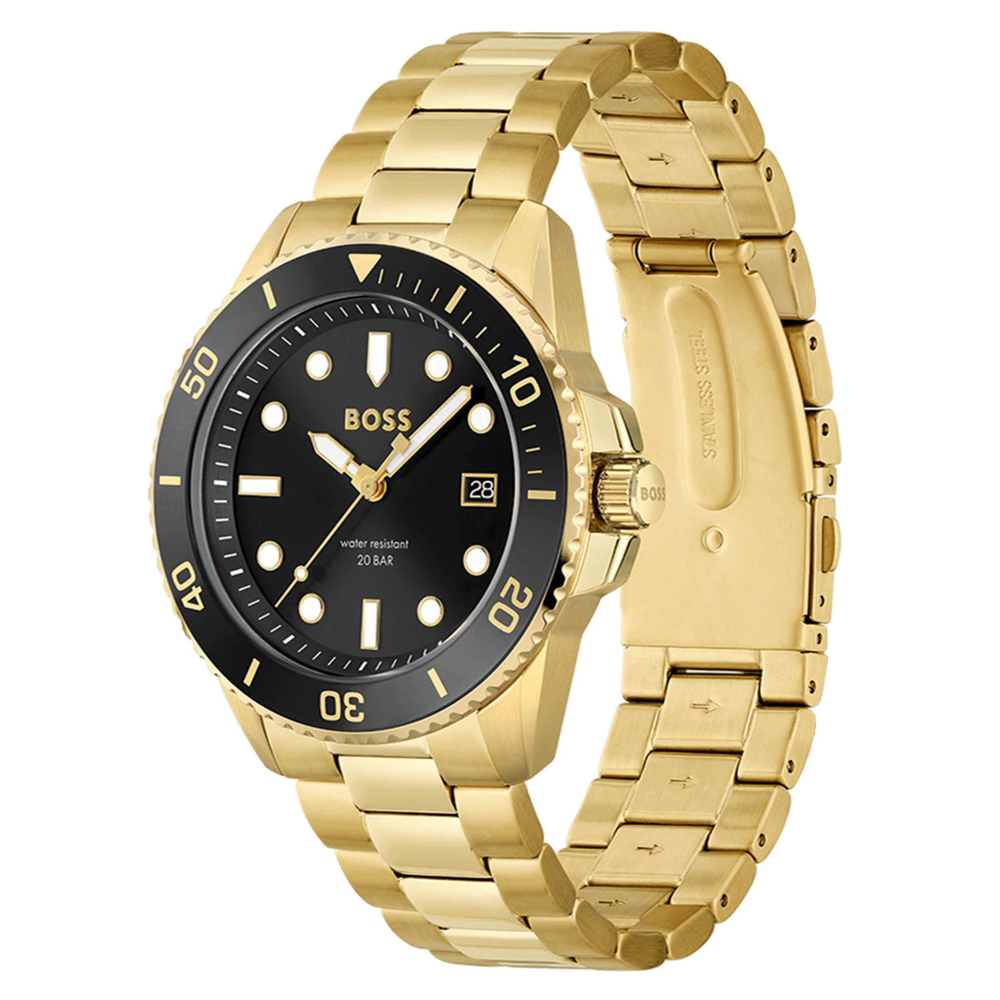 BOSS by Hugo Boss Gold Steel Black Dial Men's Watch - 1513917