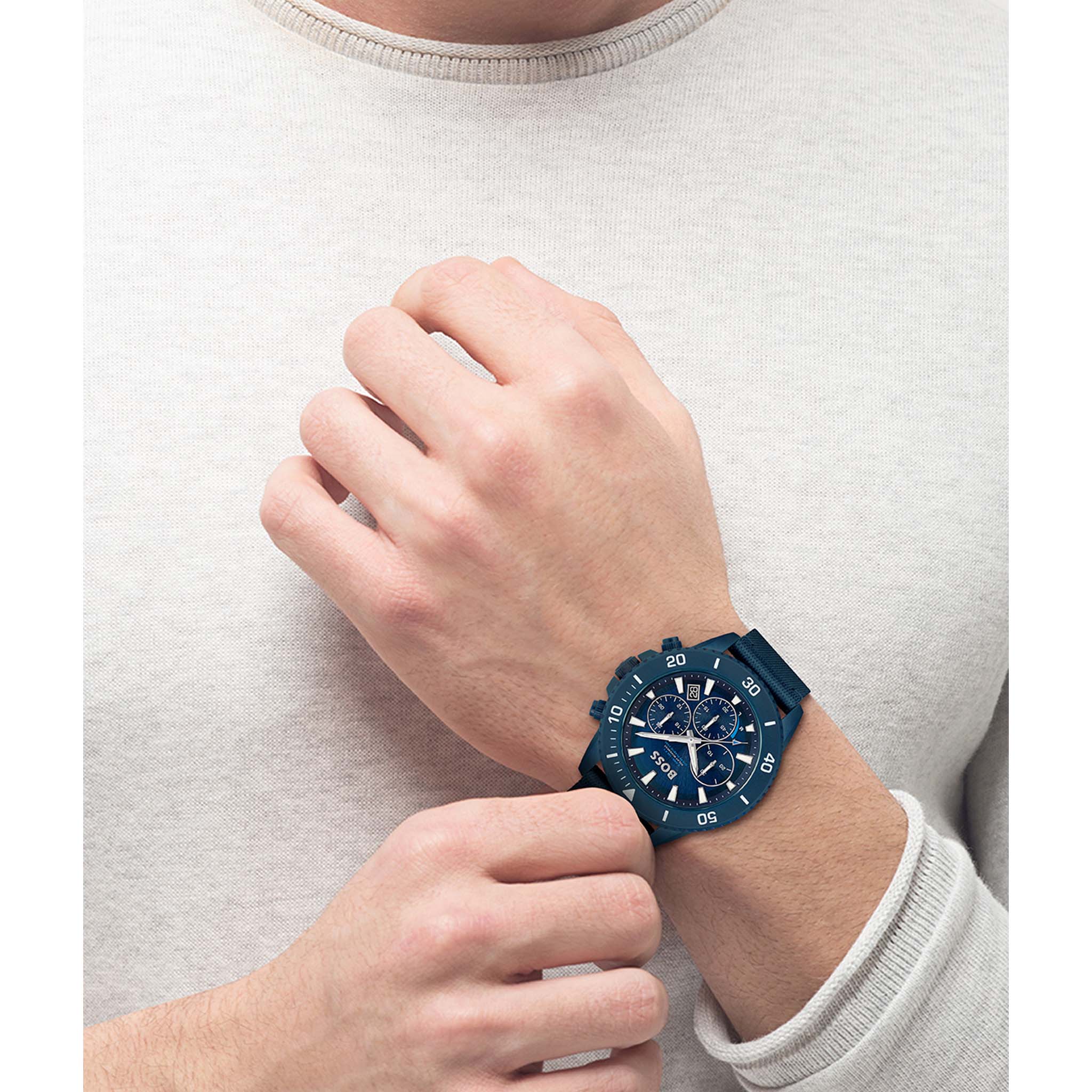 BOSS by Hugo Boss Blue Fabric Solar-Chronograph Men's Watch - 1513919