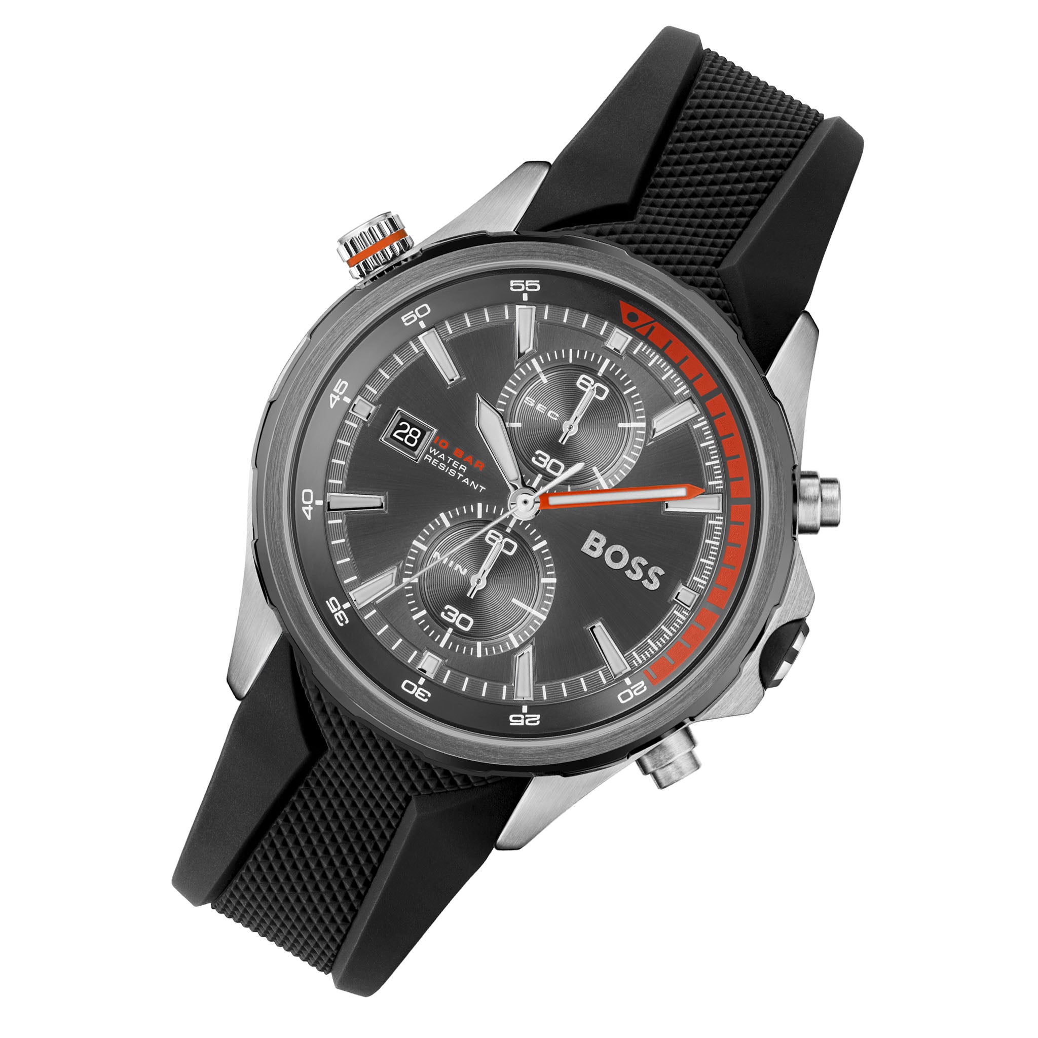BOSS by Hugo Boss Black Silicone Grey Dial Chronograph Men's Watch - 1513931