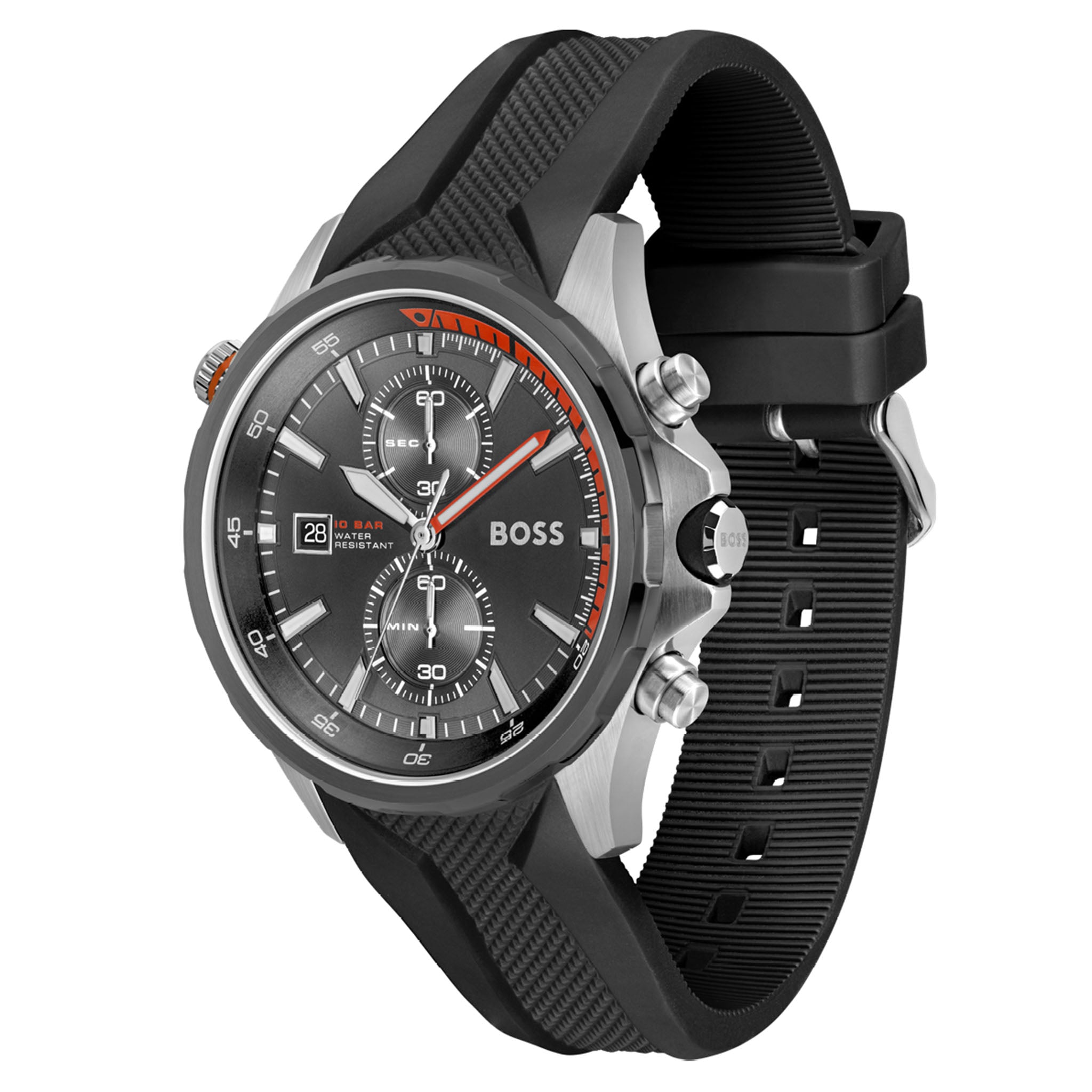 BOSS by Hugo Boss Black Silicone Grey Dial Chronograph Men's Watch - 1513931