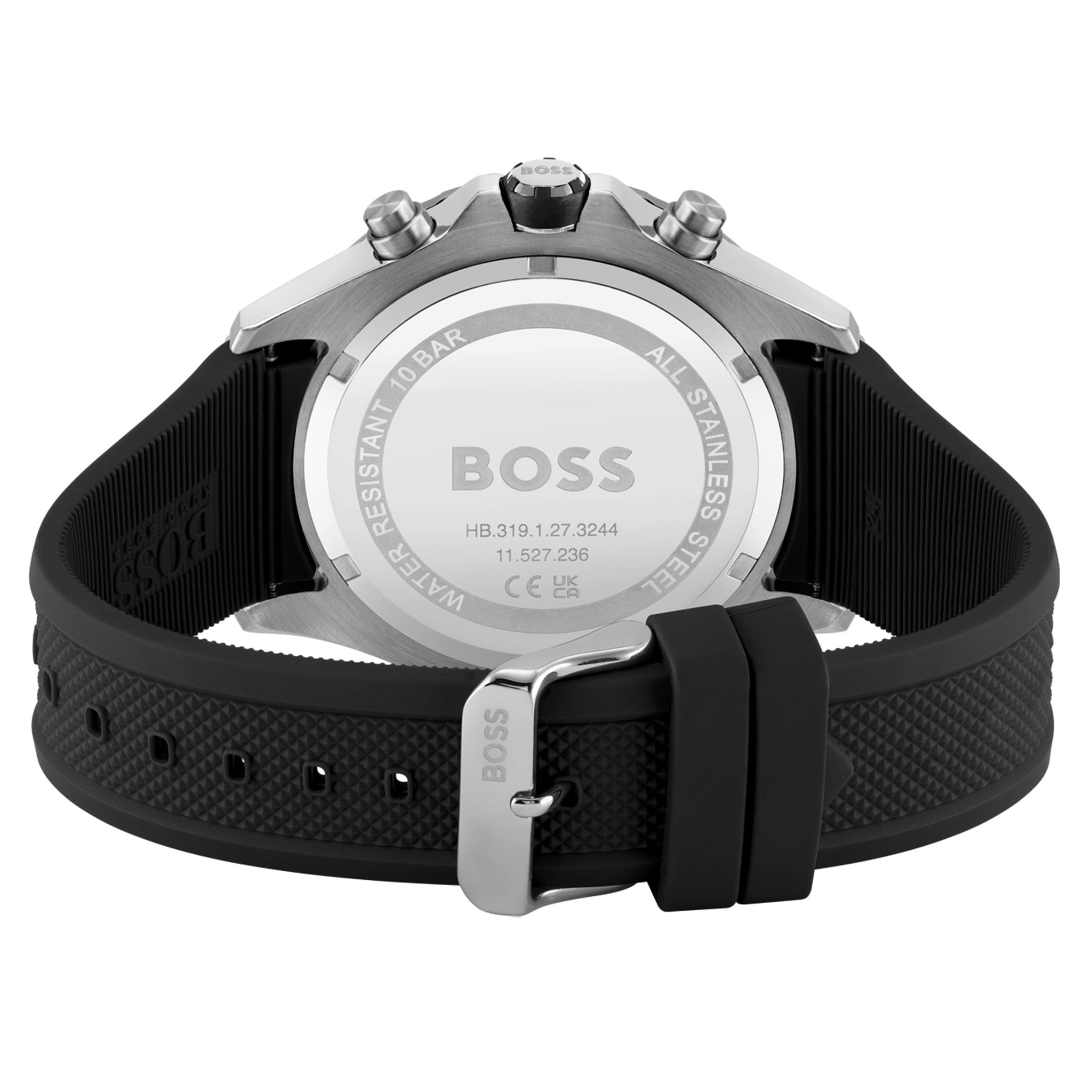BOSS by Hugo Boss Black Silicone Grey Dial Chronograph Men's Watch - 1513931