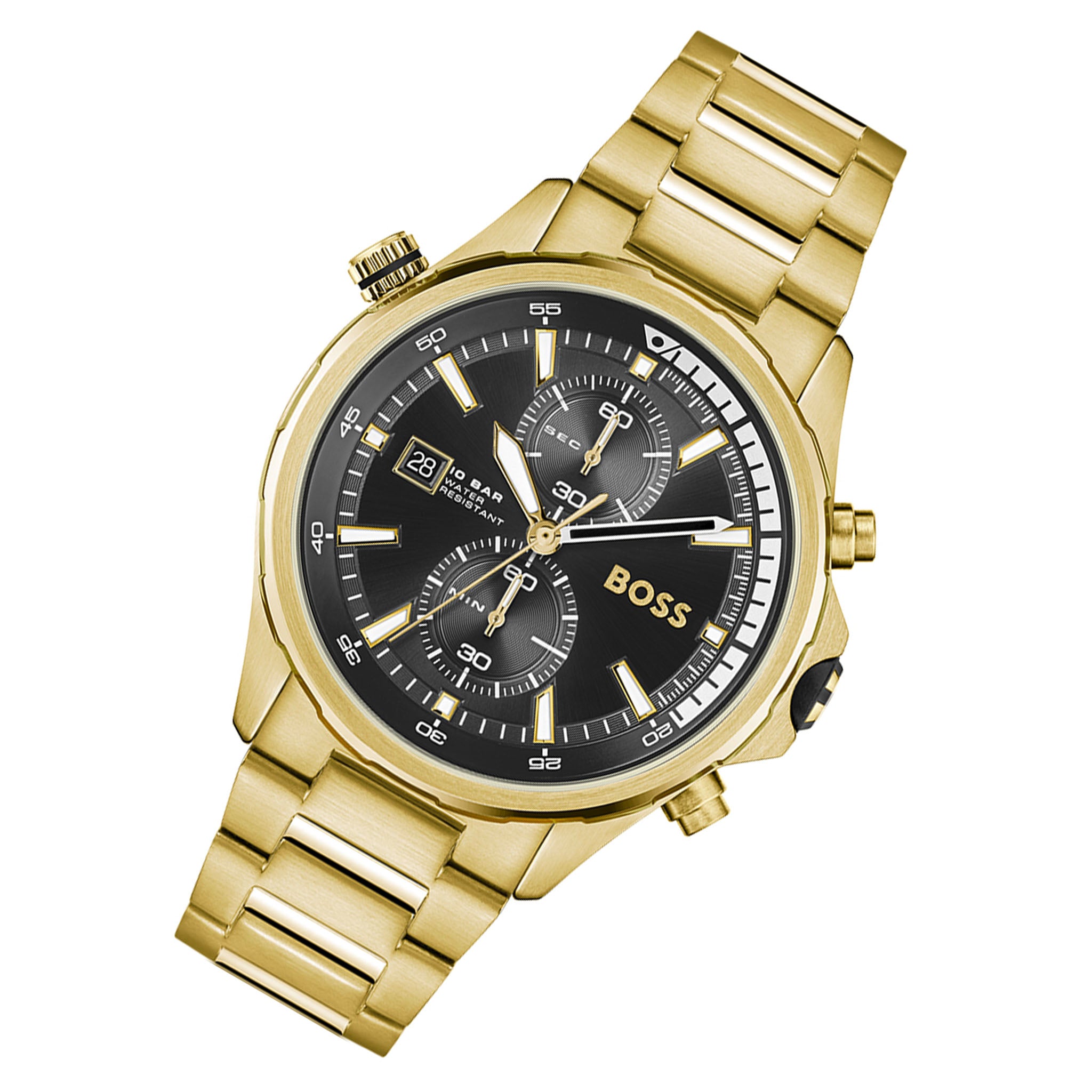 BOSS by Hugo Boss Gold Steel Black Dial Men's Chrono Watch - 1513932